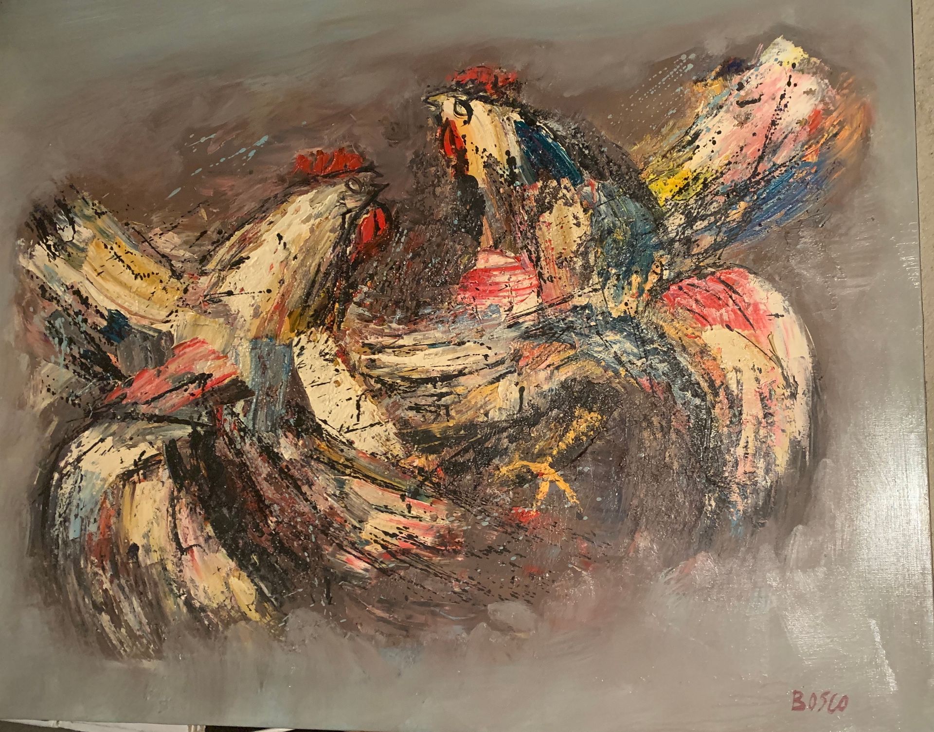 Null 皮埃尔-博斯克 (1909-1993)

斗鸡

布面油画，右下角有签名

83 x 100 cm