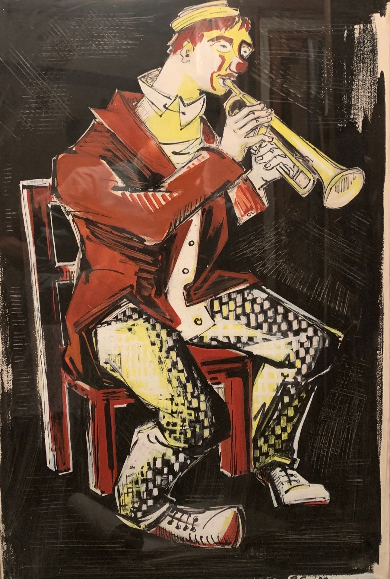 Null 罗多尔夫-凯洛（Rodolphe CAILLAUX） (1904-1989)

小号手小丑

右下角有签名的水墨和水粉画