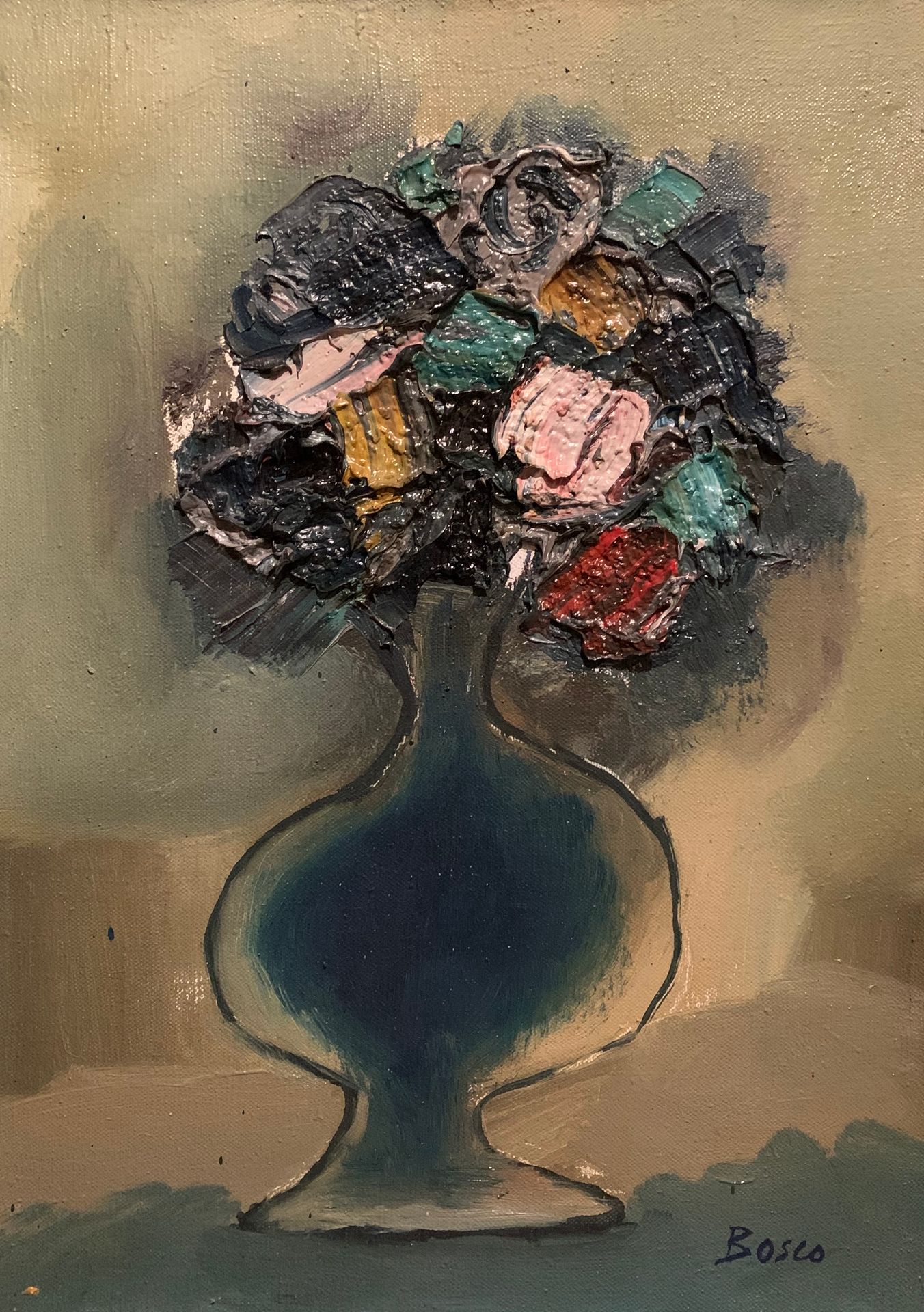 Null 皮埃尔-博斯克 (1909-1993)

花瓶

布面油画，右下角有签名

39 x 28 cm