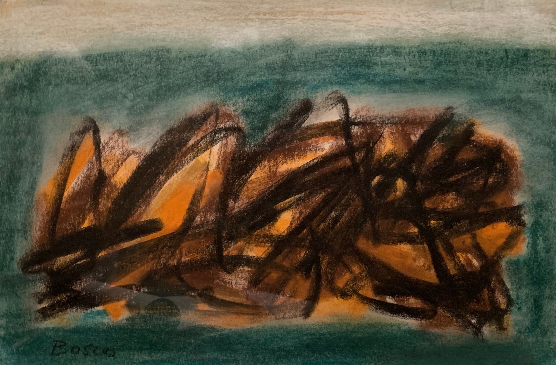 Null 皮埃尔-博斯克 (1909-1993)

绿色、黑色和橙色的抽象画

右下角有签名的粉彩画

27 x 41 厘米