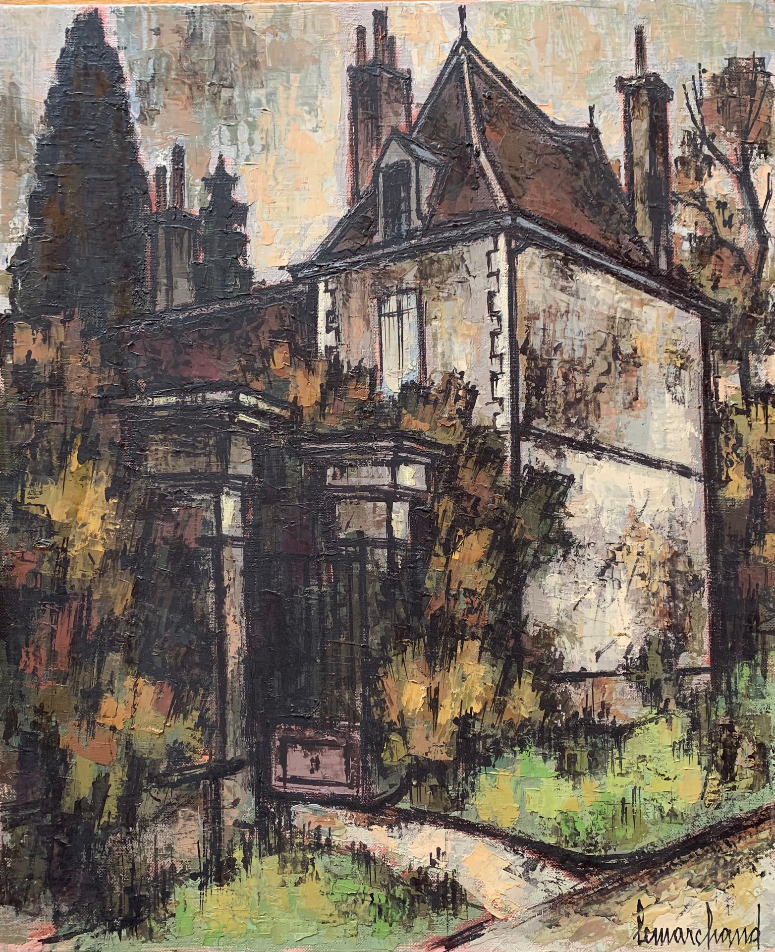 Null 皮埃尔-莱马赫德 (1906-1970)

有门的房子，Chassenay镇

布面油画，右下角有签名，框架背面有标题

46 x 38厘米。