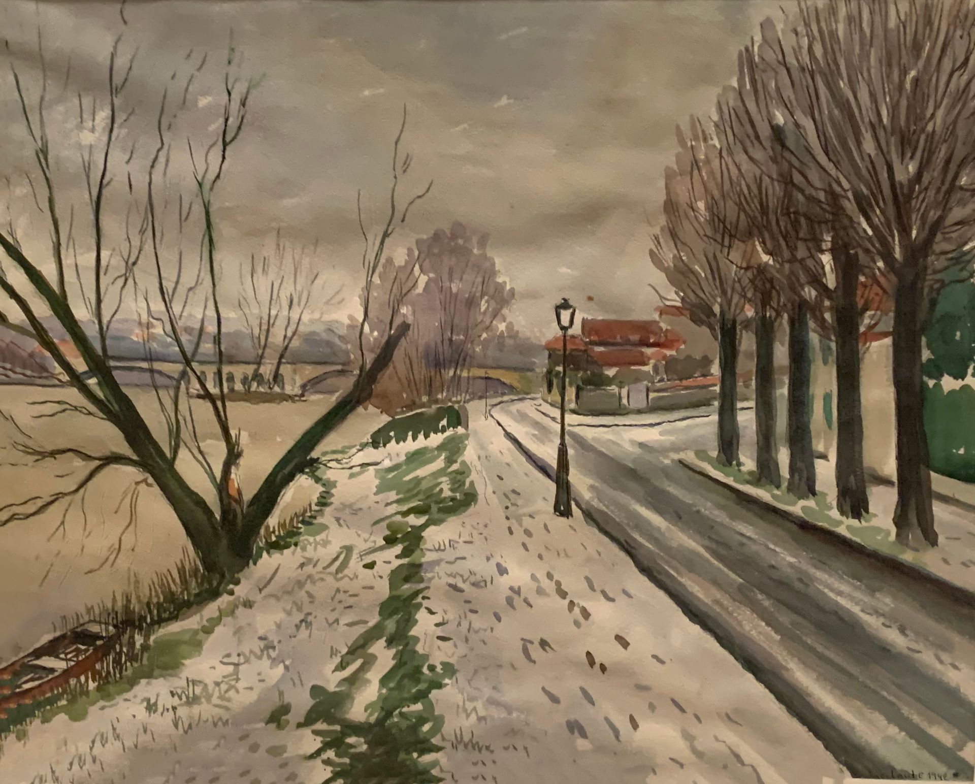 Null Jac LAUBÉ (XX)

带混响的道路

右下角有签名和日期的水彩画1942年

37 x 45厘米。