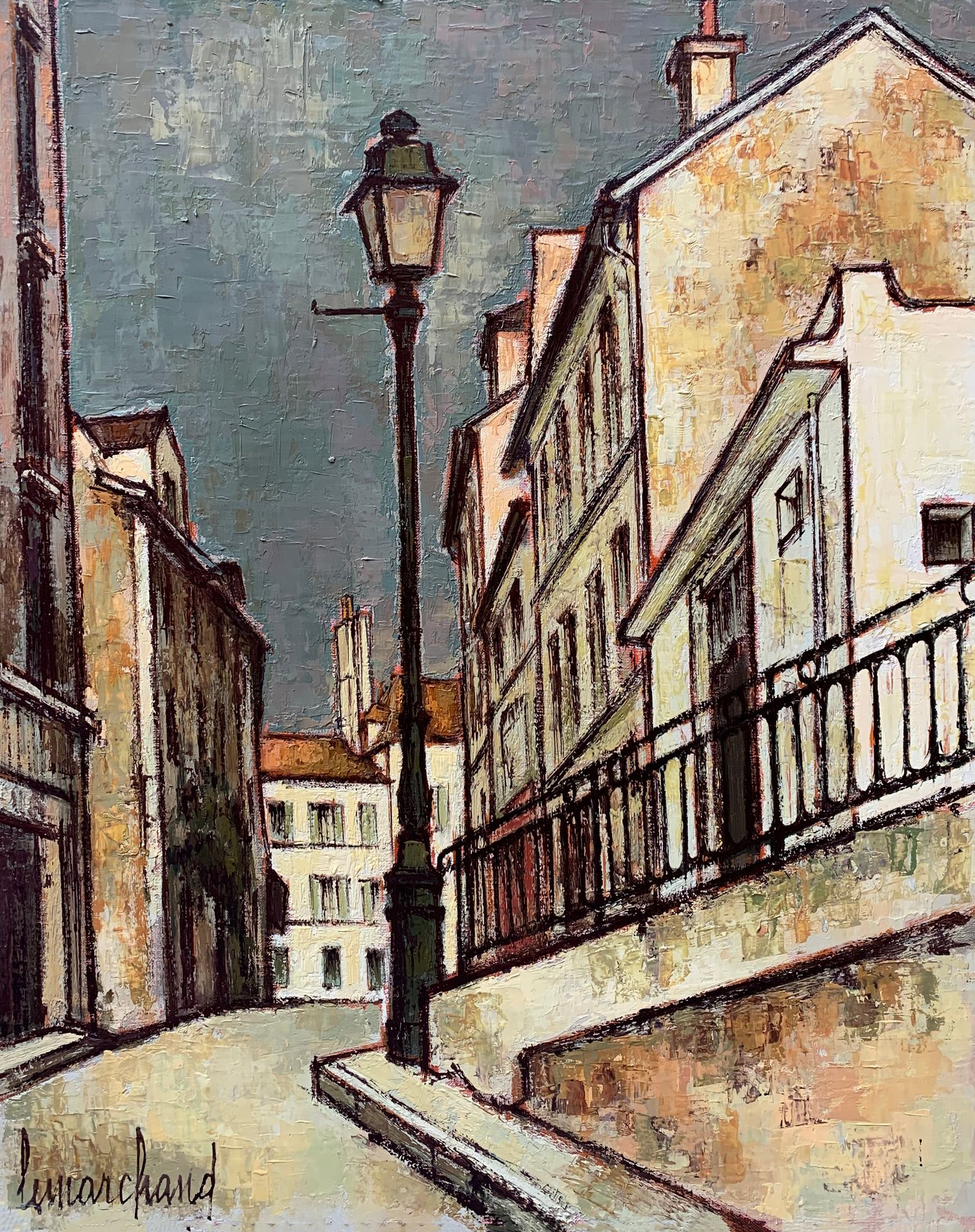 Null 皮埃尔-莱马赫德 (1906-1970)

蒙马特火车街

布面油画，左下角有签名，背面画框上有标题

61 x 50厘米。