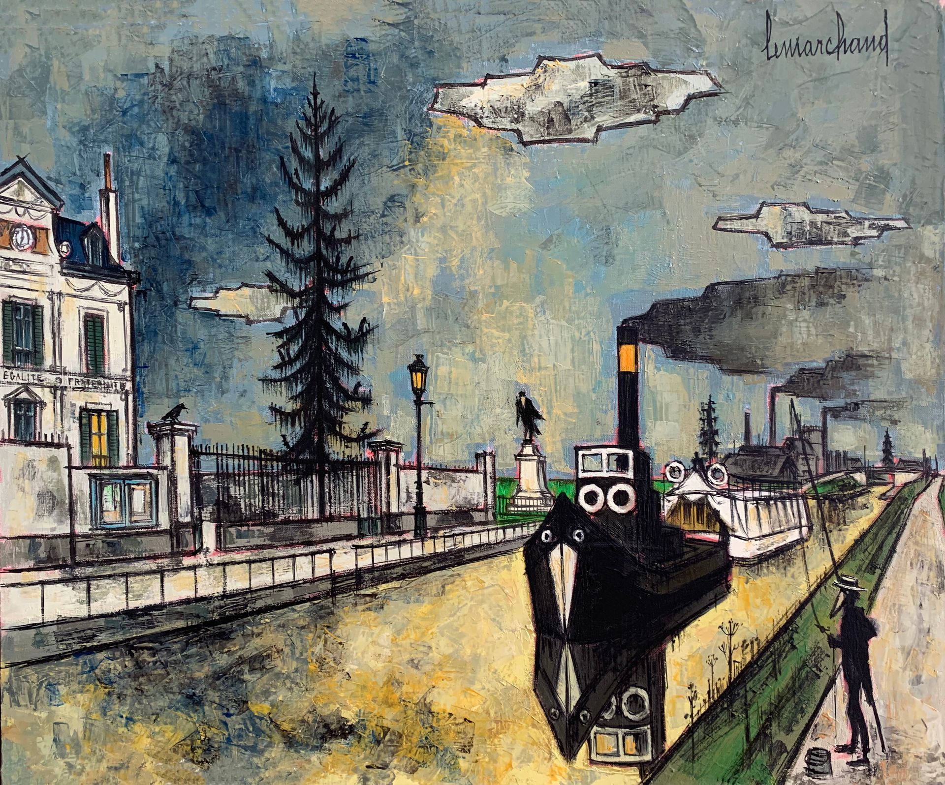 Null 皮埃尔-莱马赫德 (1906-1970)

乌鸦的时刻

布面油画，右上角有签名，框架背面有标题

60 x 73厘米。