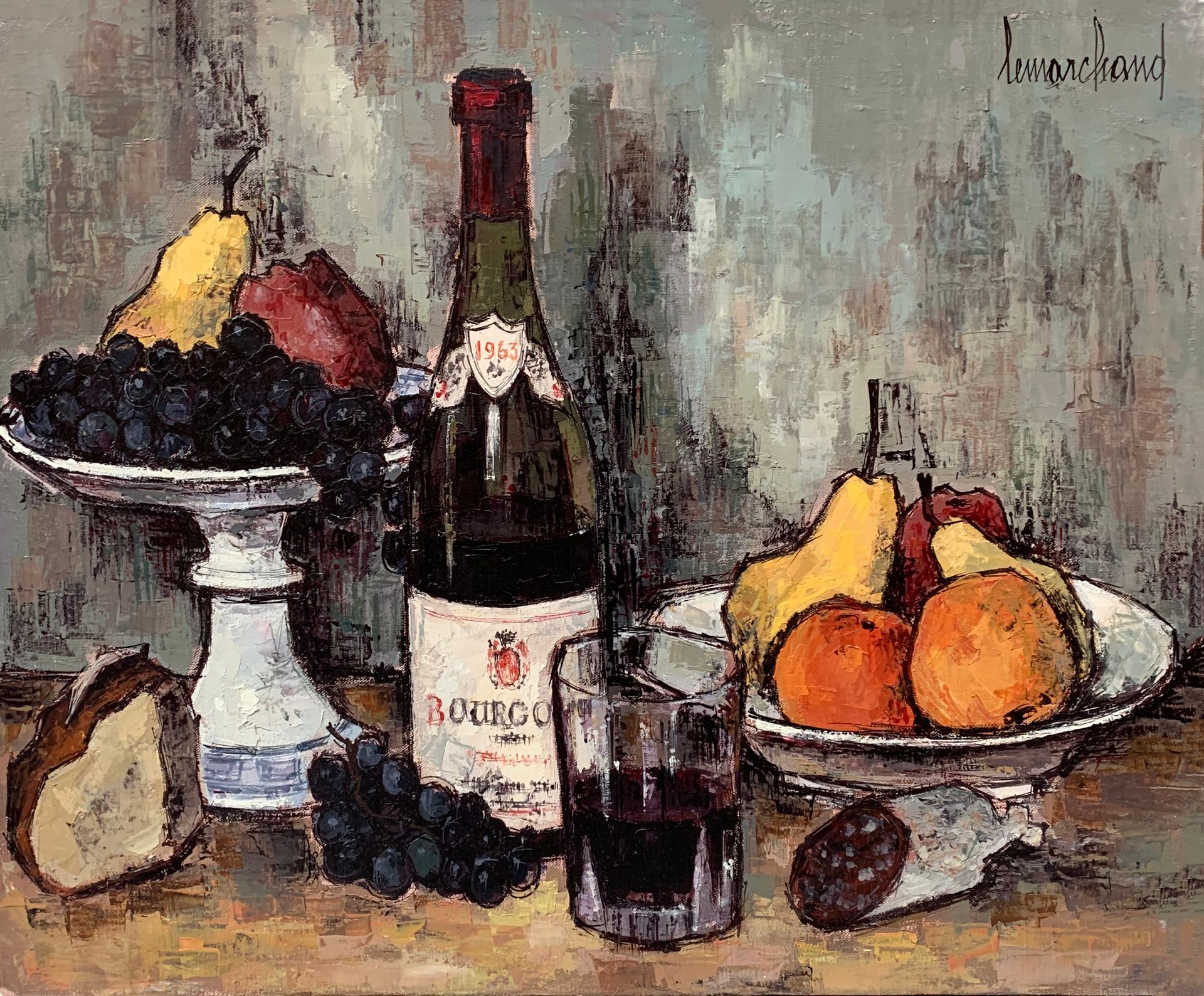 Null 皮埃尔-莱马赫德 (1906-1970)

勃艮第酒瓶的静物画

右上角有签名的布面油画

50 x 61厘米。