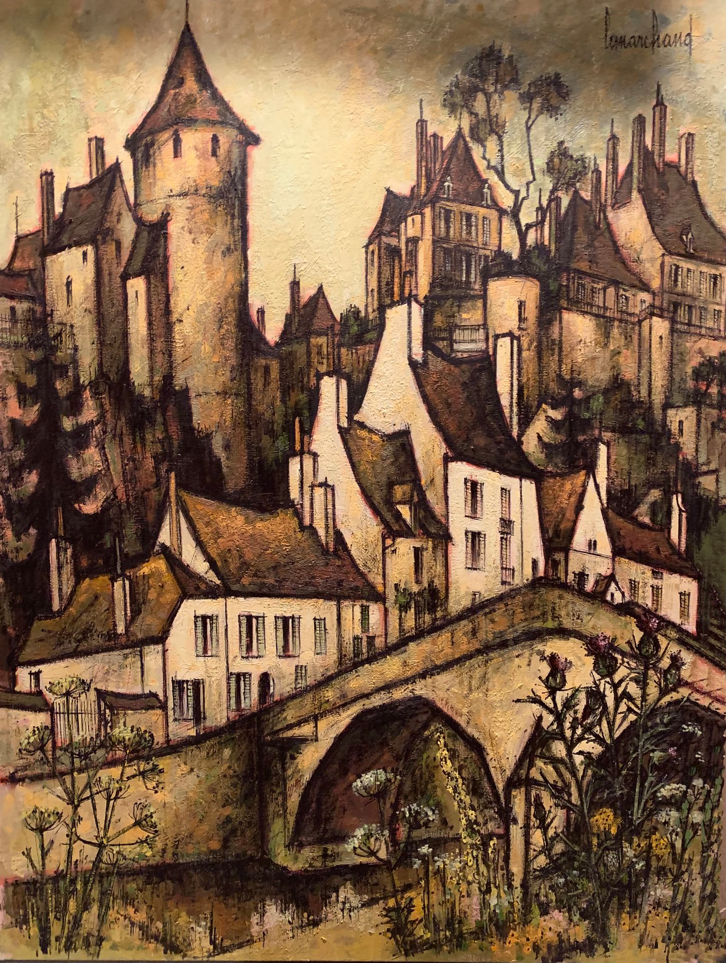 Null 皮埃尔-莱马赫德 (1906-1970)

从桥上看塞穆尔

布面油画，左上角有签名

130 x 97厘米。