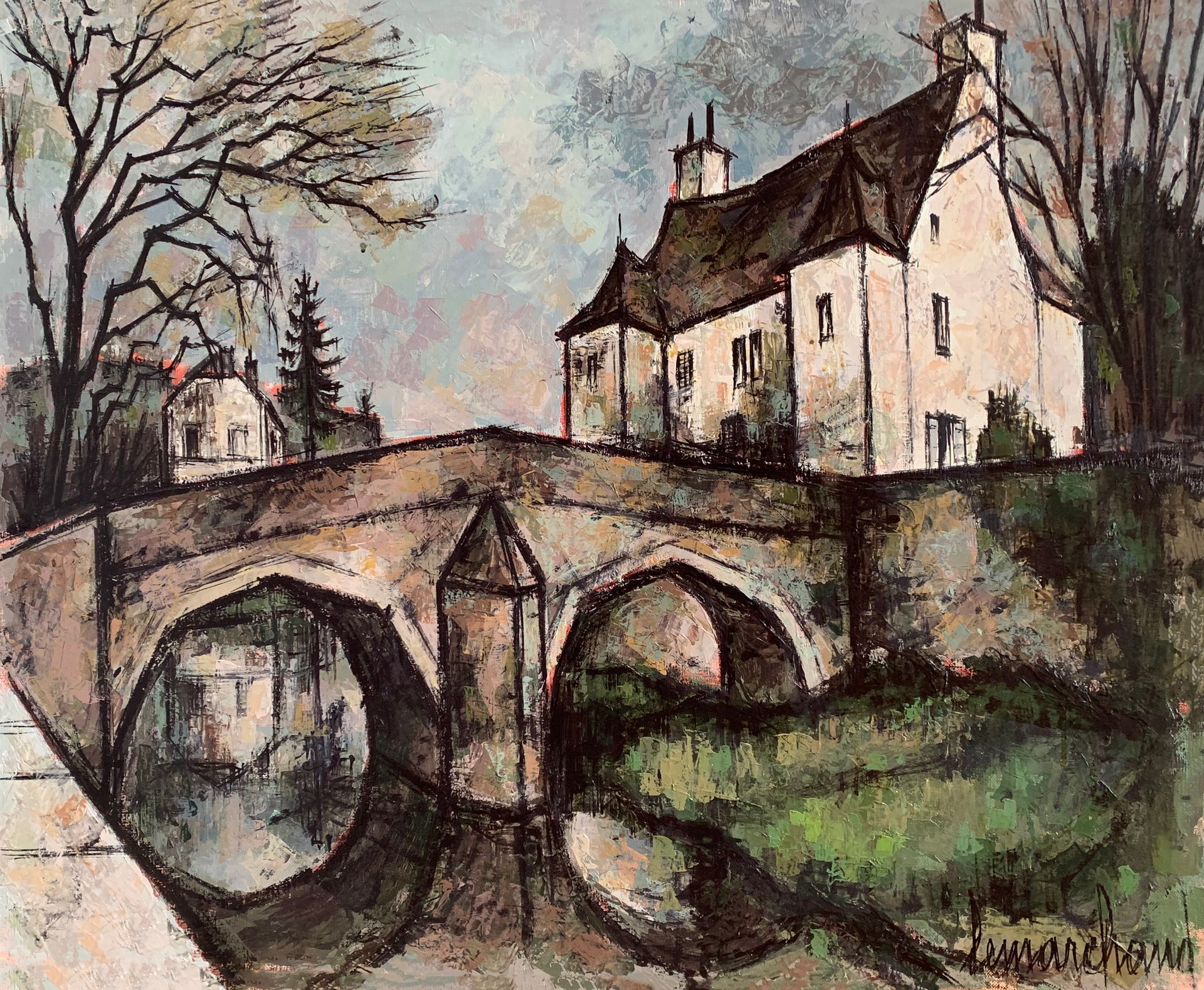 Null 皮埃尔-莱马赫德 (1906-1970)

桥后的房子

布面油画，右下角有签名，框架背面有标题

60 x 73厘米。