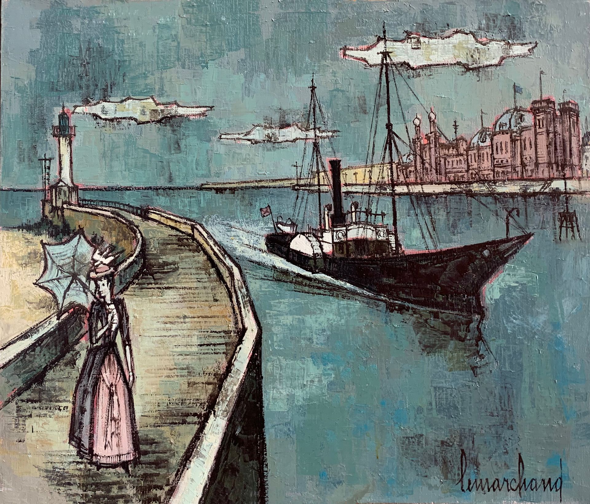 Null 皮埃尔-莱马赫德 (1906-1970)

海鸥

布面油画，右下角有签名，框架背面有标题

46 x 55厘米。