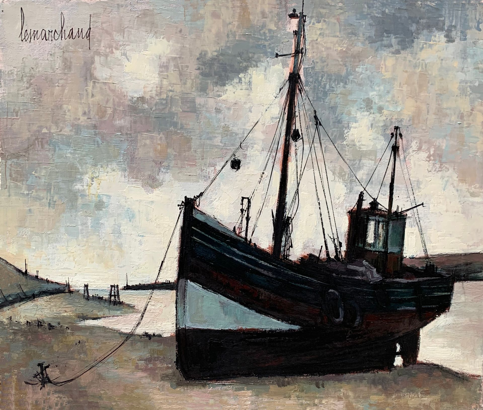 Null 皮埃尔-莱马赫德 (1906-1970)

在Cravelines Inordi的船

布面油画，左上角有签名，背面画框上有标题

46 x 55厘米&hellip;