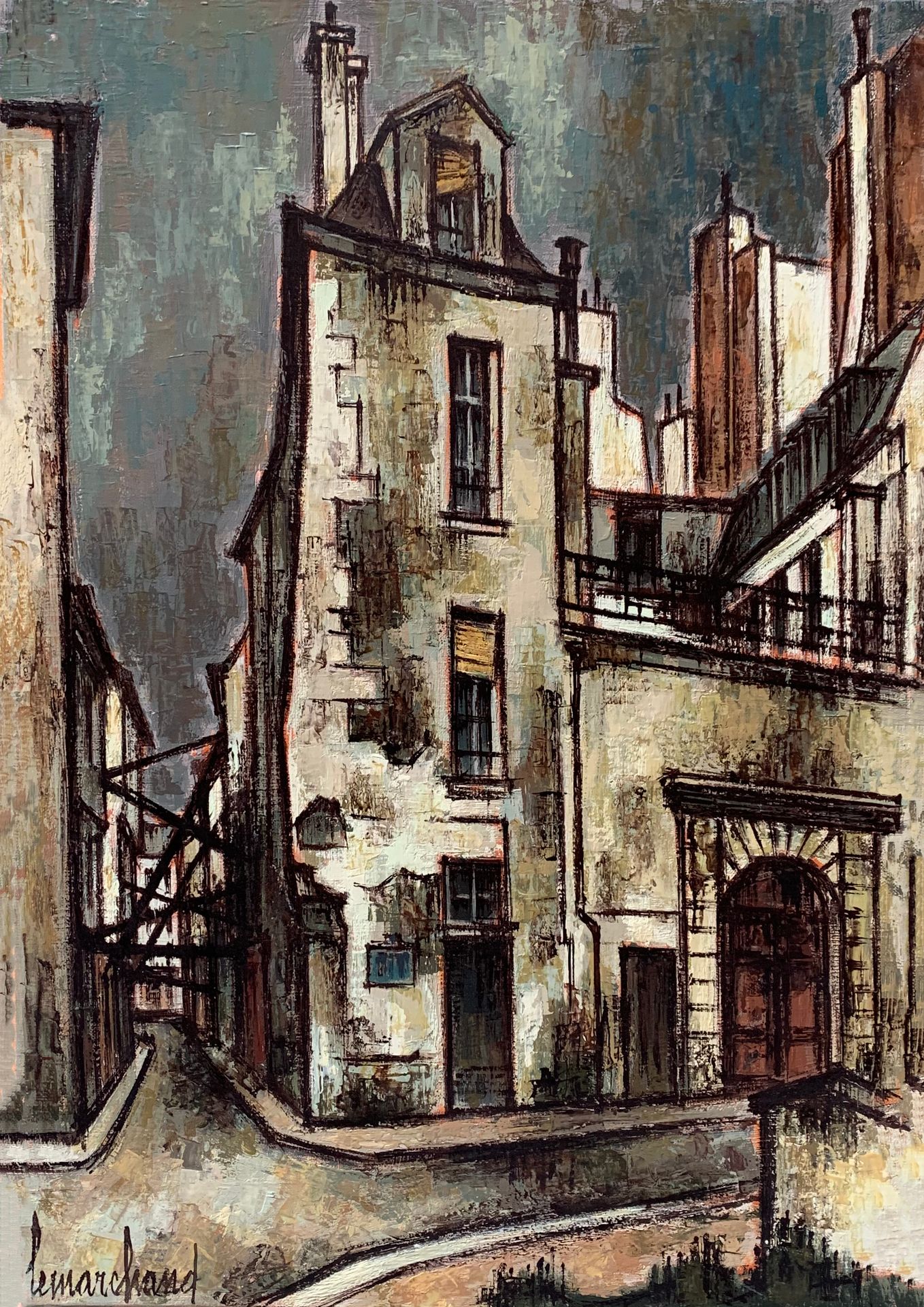 Null 皮埃尔-莱马赫德 (1906-1970)

查理曼大街

布面油画，左下角有签名，背面画框上有标题

55 x 38厘米。