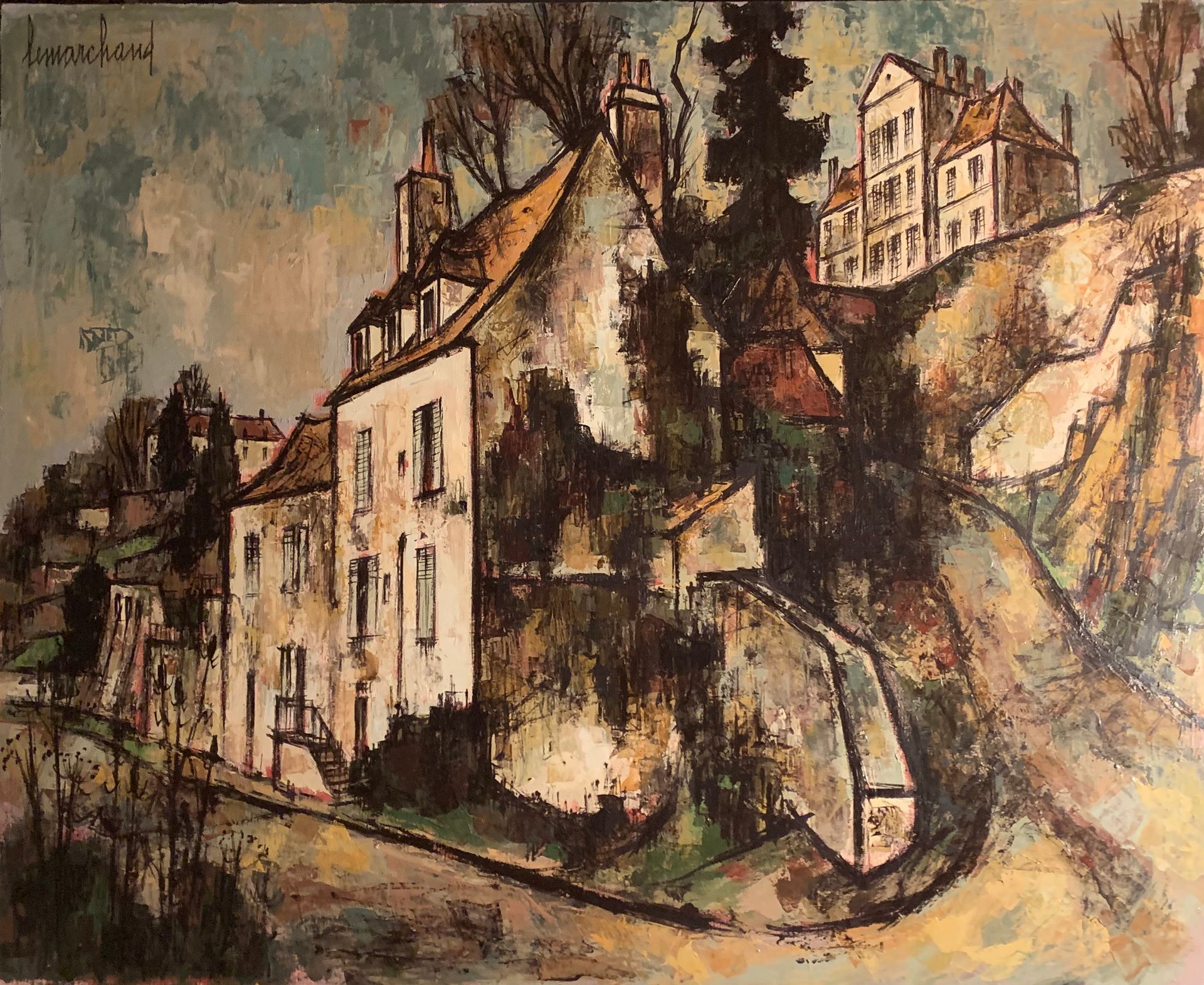 Null 皮埃尔-莱马赫德 (1906-1970)

阿瓦隆的小巷和房屋，梯田

布面油画，左上角有签名

81 x 100厘米。