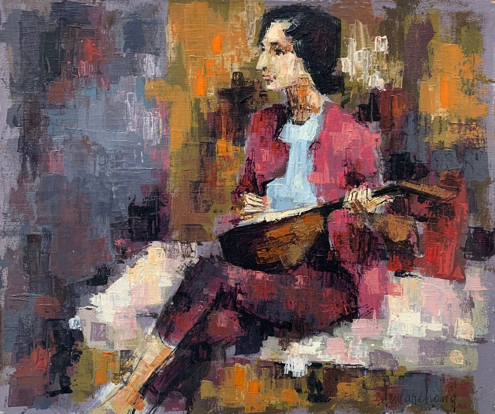 Null 皮埃尔-莱马赫德 (1906-1970)

拿着曼陀林的女人

布面油画，右下角有签名

46 x 55厘米。