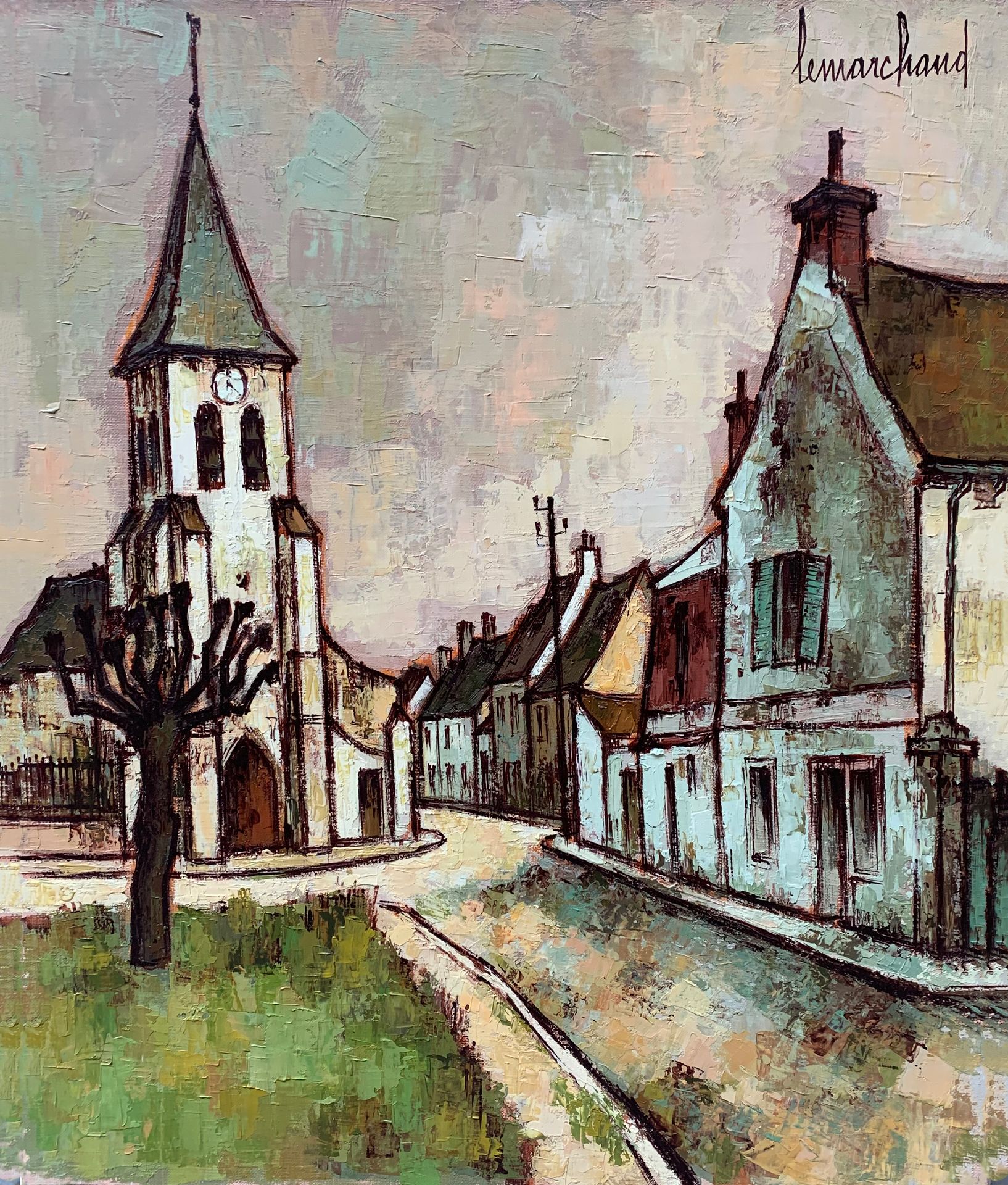 Null 皮埃尔-莱马赫德 (1906-1970)

东郊的村庄

布面油画，右上角有签名，框架背面有标题

55 x 46厘米。