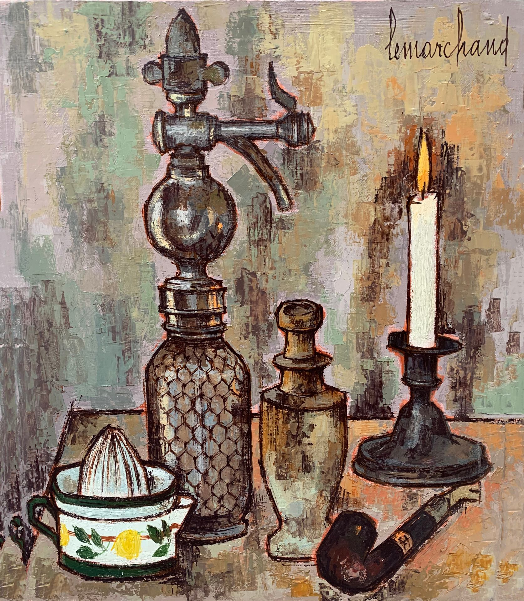 Null 皮埃尔-莱马赫德 (1906-1970)

静物与虹吸管和蜡烛

右上角有签名的布面油画

55 x 46厘米。