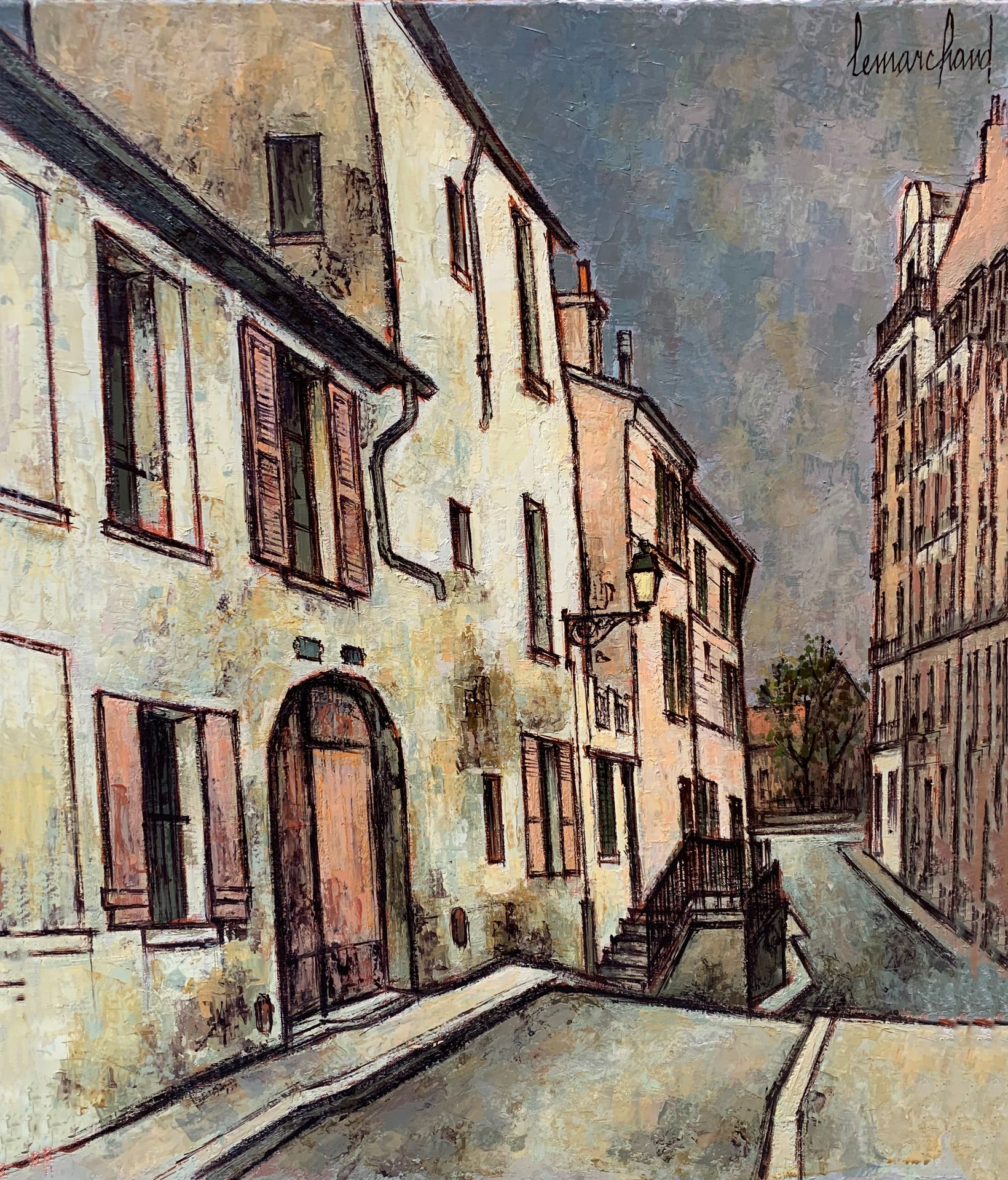 Null 皮埃尔-莱马赫德 (1906-1970)

蒙马特的Cortot街

布面油画，右上角有签名，框架背面有标题

73 x 60厘米。