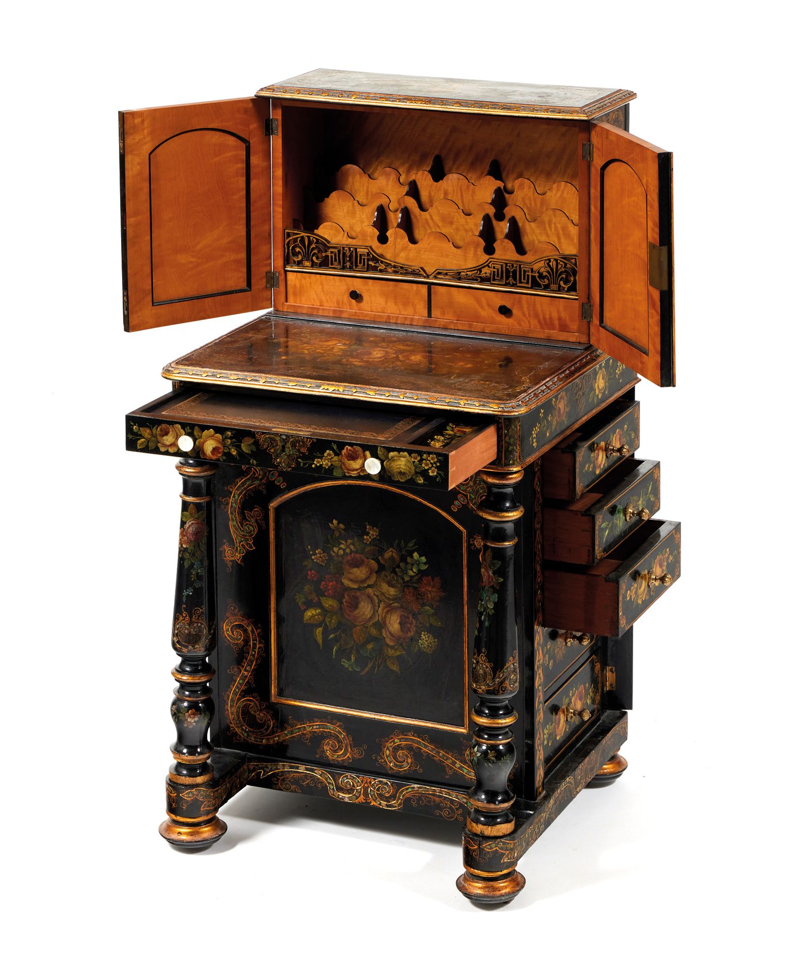 PETIT BUREAU DAVENPORT Small Davenport desk 

in blackened wood with burgundy an&hellip;