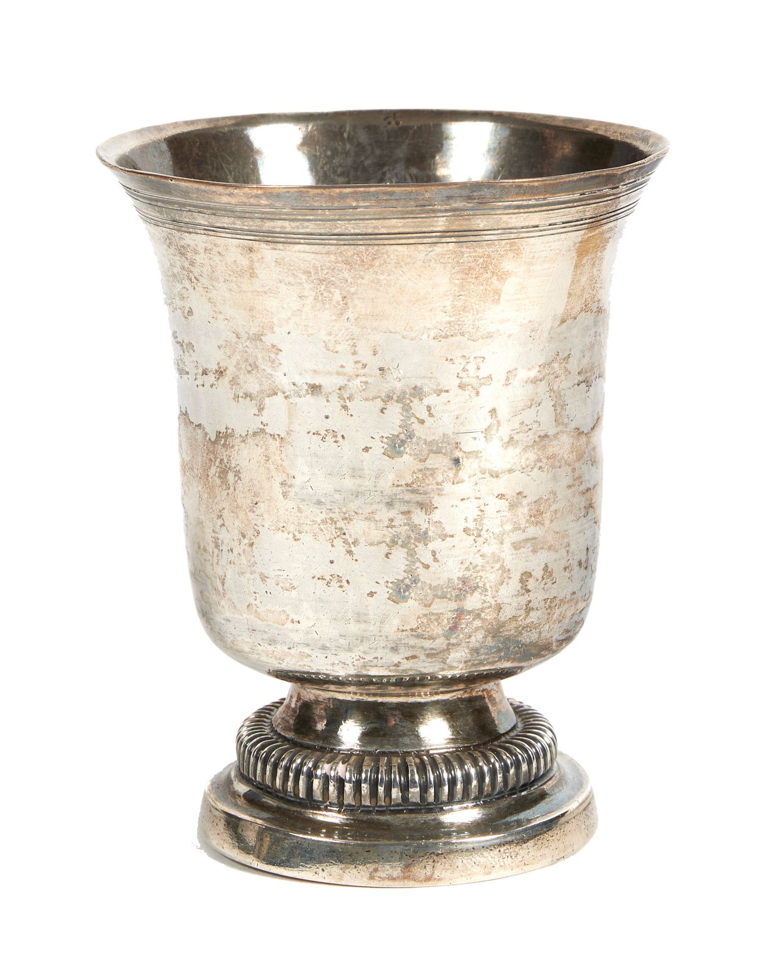 TIMBALE TULIPE EN ARGENT 银色的郁金香杯

省，约1770年，金匠大师PM

单人座，带镶边，刻有 "Antoinette Bizoua&hellip;