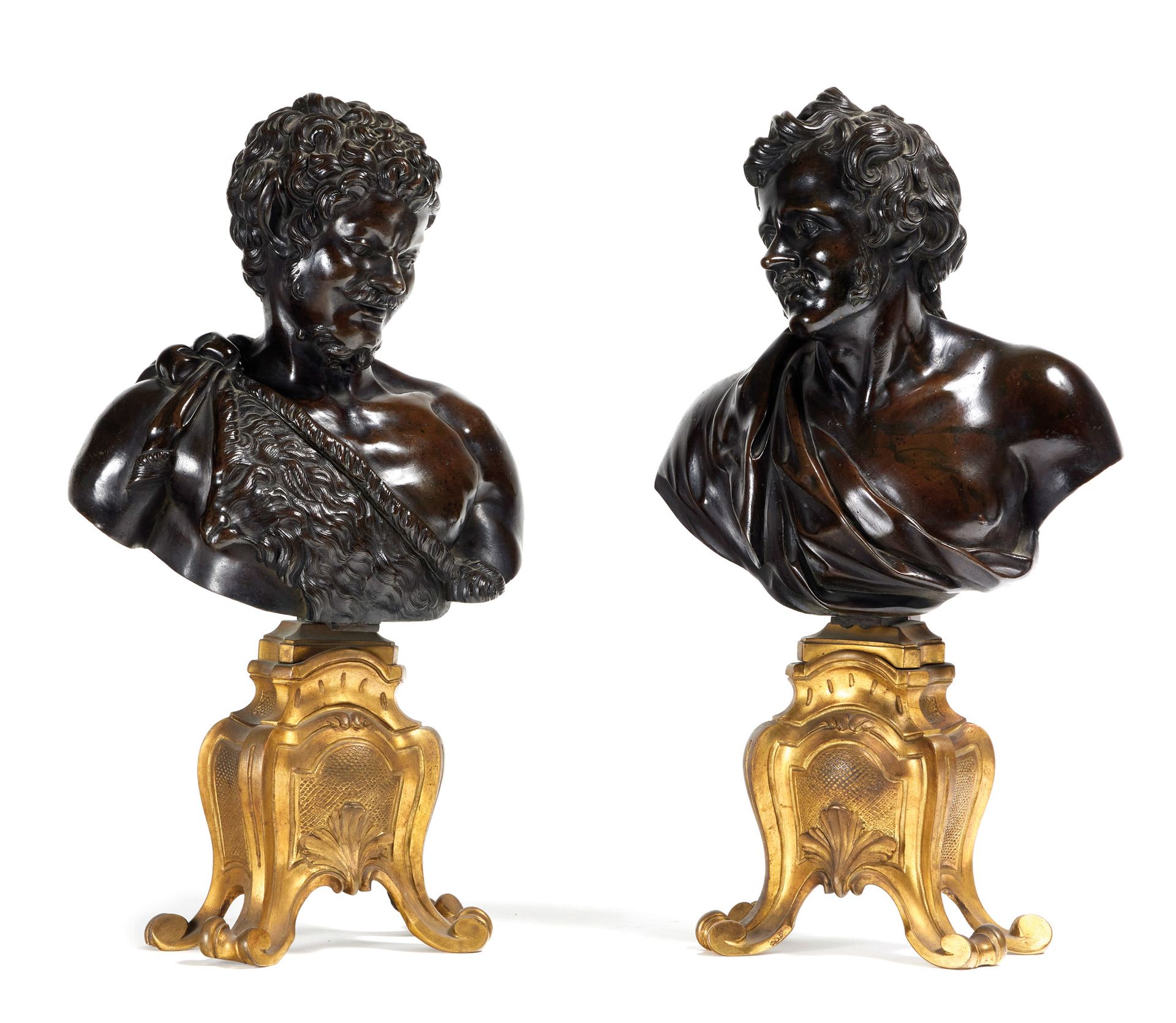Deux bustes 两个半身像

棕色铜锈，仿照马西米利亚诺-索尔达尼-本齐（1656-1740）的模型，表现一个身穿狮子皮的人和一个身穿长袍的人，灵感来自&hellip;
