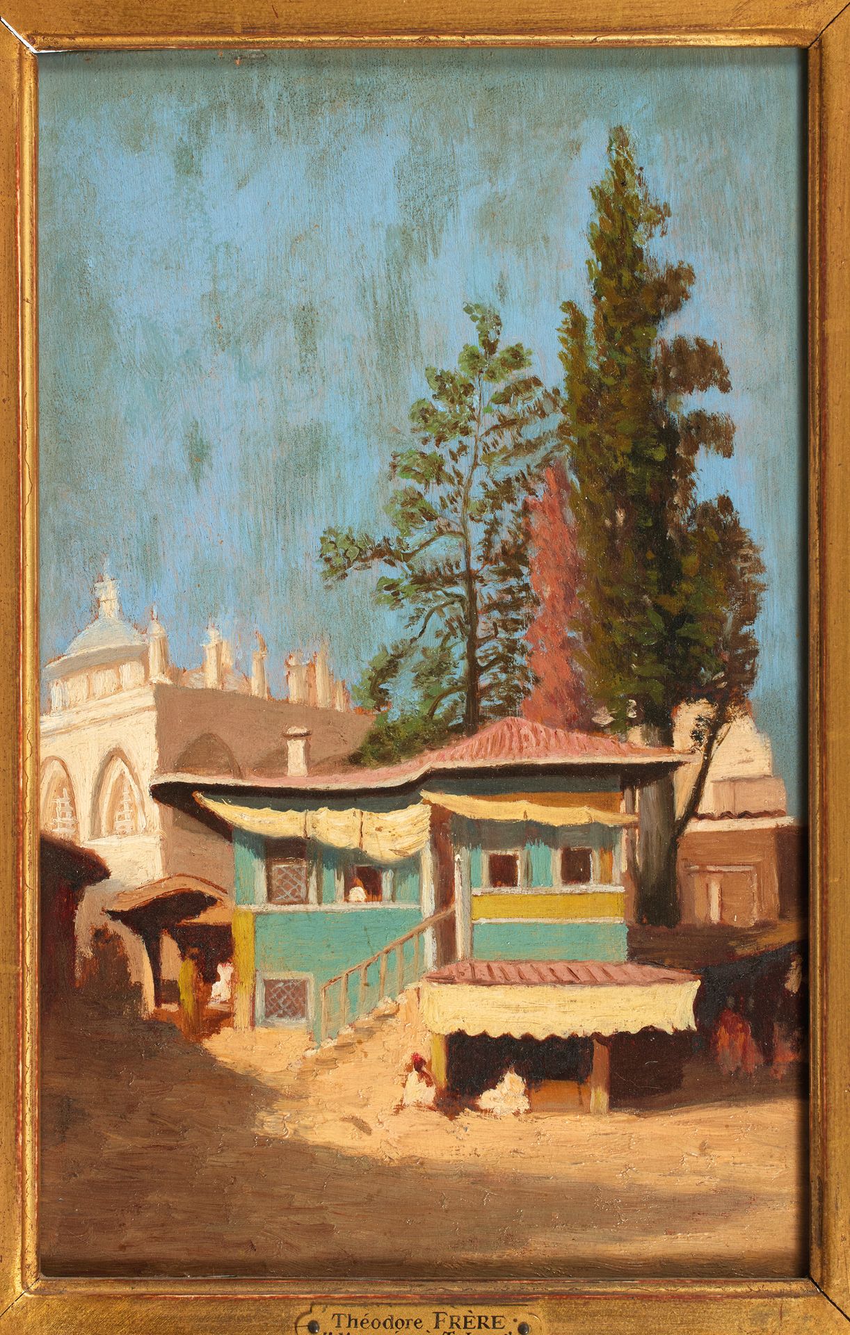 Attribué à Théodore FRERE (1814-1888) 归功于泰奥多尔-弗莱尔（1814-1888）。
托克玛的清真寺
油画，面板。
24,&hellip;