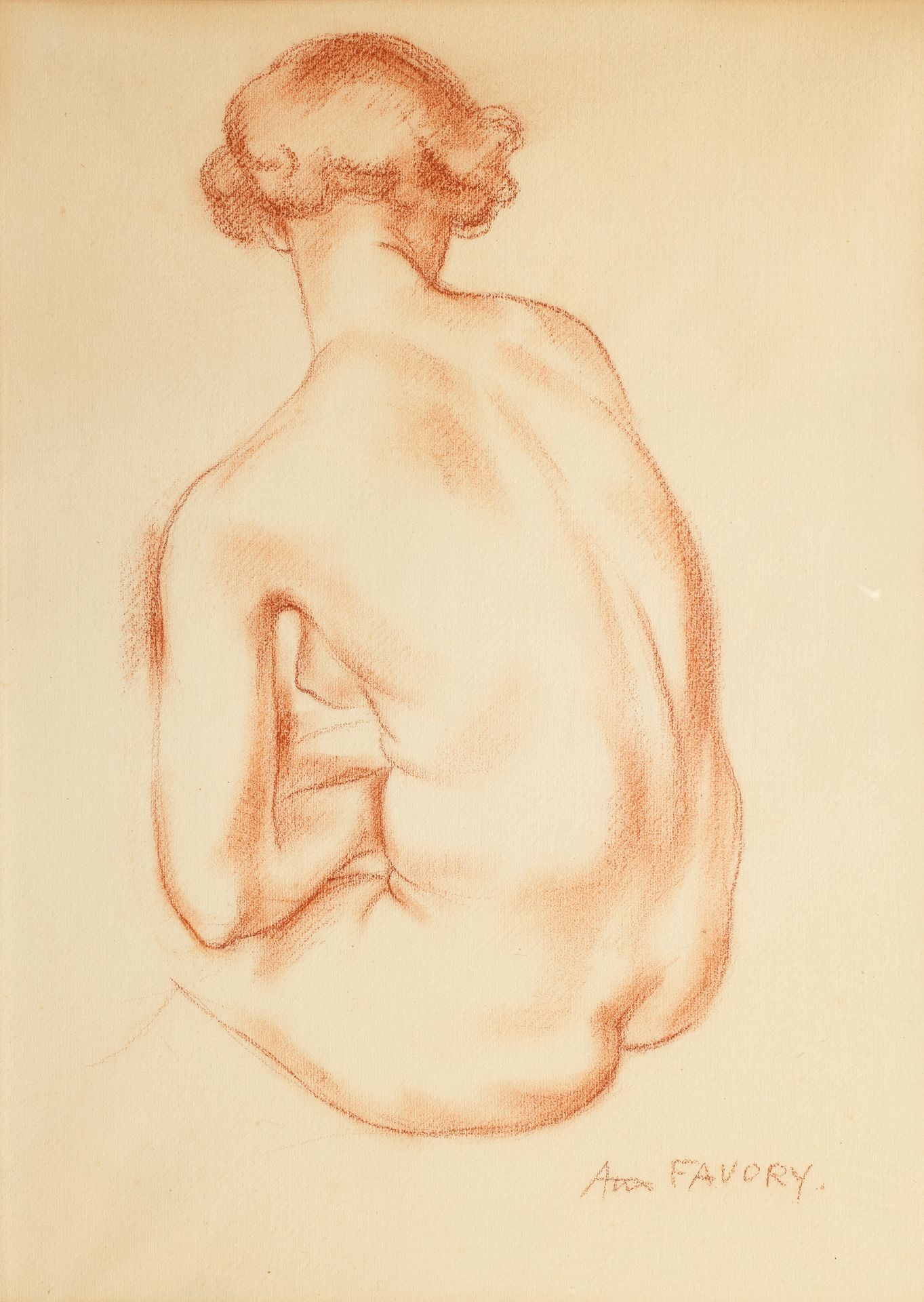André FAVORY (1888-1937) 安德烈-法沃里 (1888-1937)
裸体模特从后面坐着。
右下角有签名的Sanguine。
60 x 44&hellip;