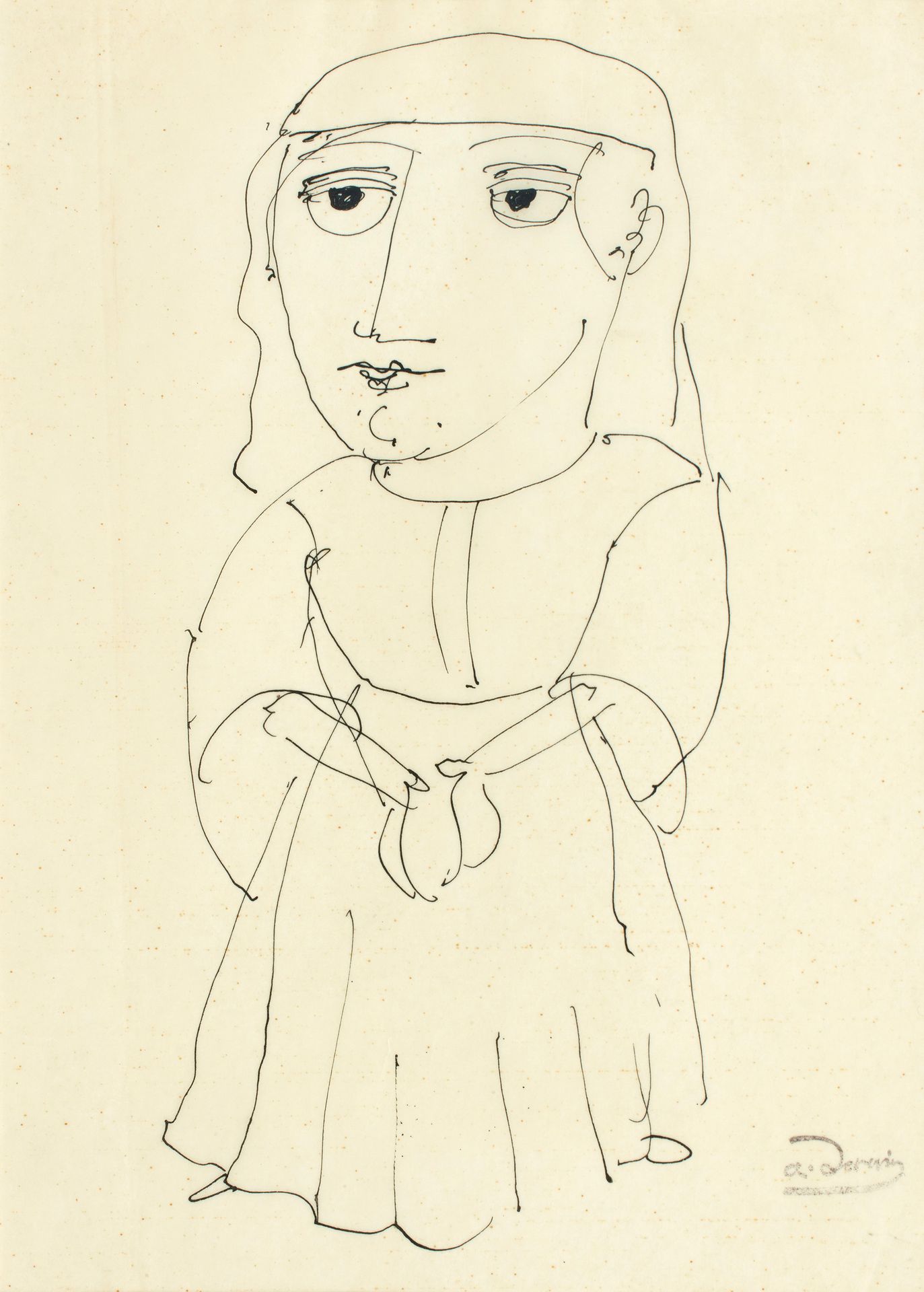 André DERAIN (1880-1954) 安德烈-德兰(André DERAIN) (1880-1954)
戴头饰的女人。
水墨画，签名印在右下方。
2&hellip;