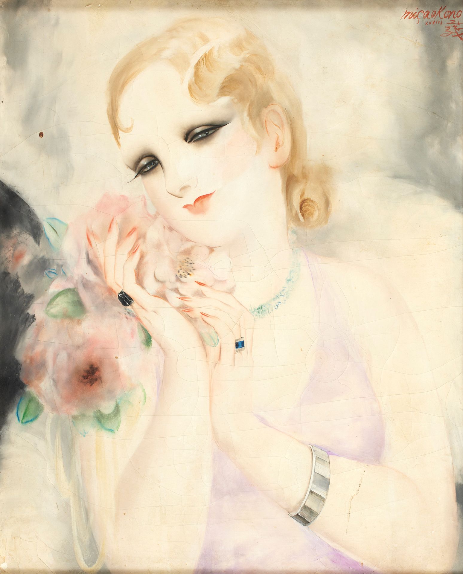 Micao KONO (1876-1954) Micao KONO (1876-1954)
Donna con fiori, 1933
Olio su tela&hellip;