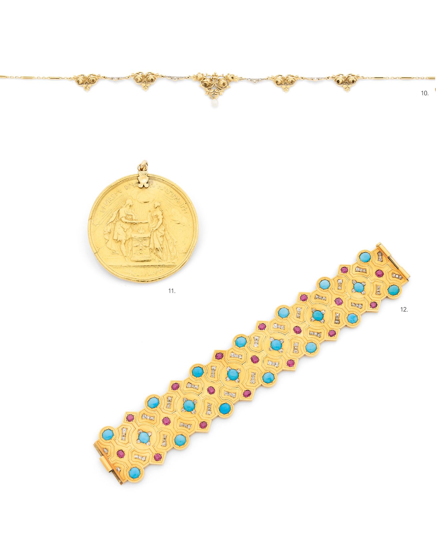 Grande médaille de mariage Große Hochzeitsmedaille 
aus 18-karätigem Gold (750) &hellip;