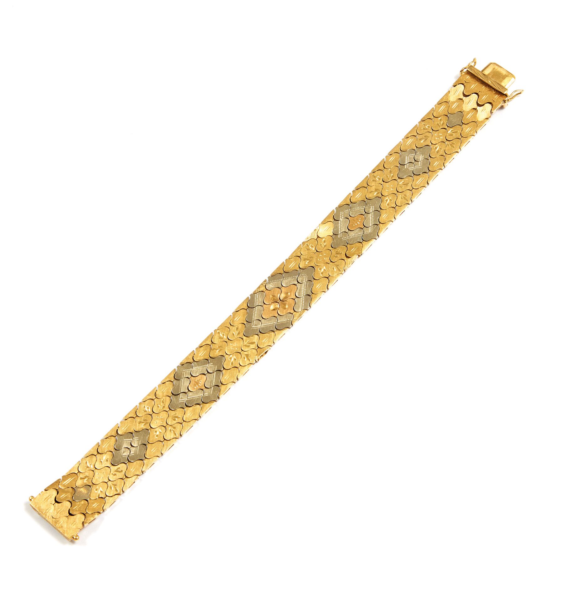 Bracelet ruban Band Armband 
in 18 Karat (750) Gold mit zweifarbigem Guillochis.&hellip;