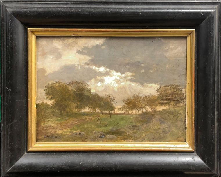 Null 莱昂-热尔曼-佩鲁塞（1838-1891 年）
暴风雨中的风景
纸面油画，铺在画板上，左下方有签名，背面有副签名和题词。
29 x 41.5 厘米
(&hellip;