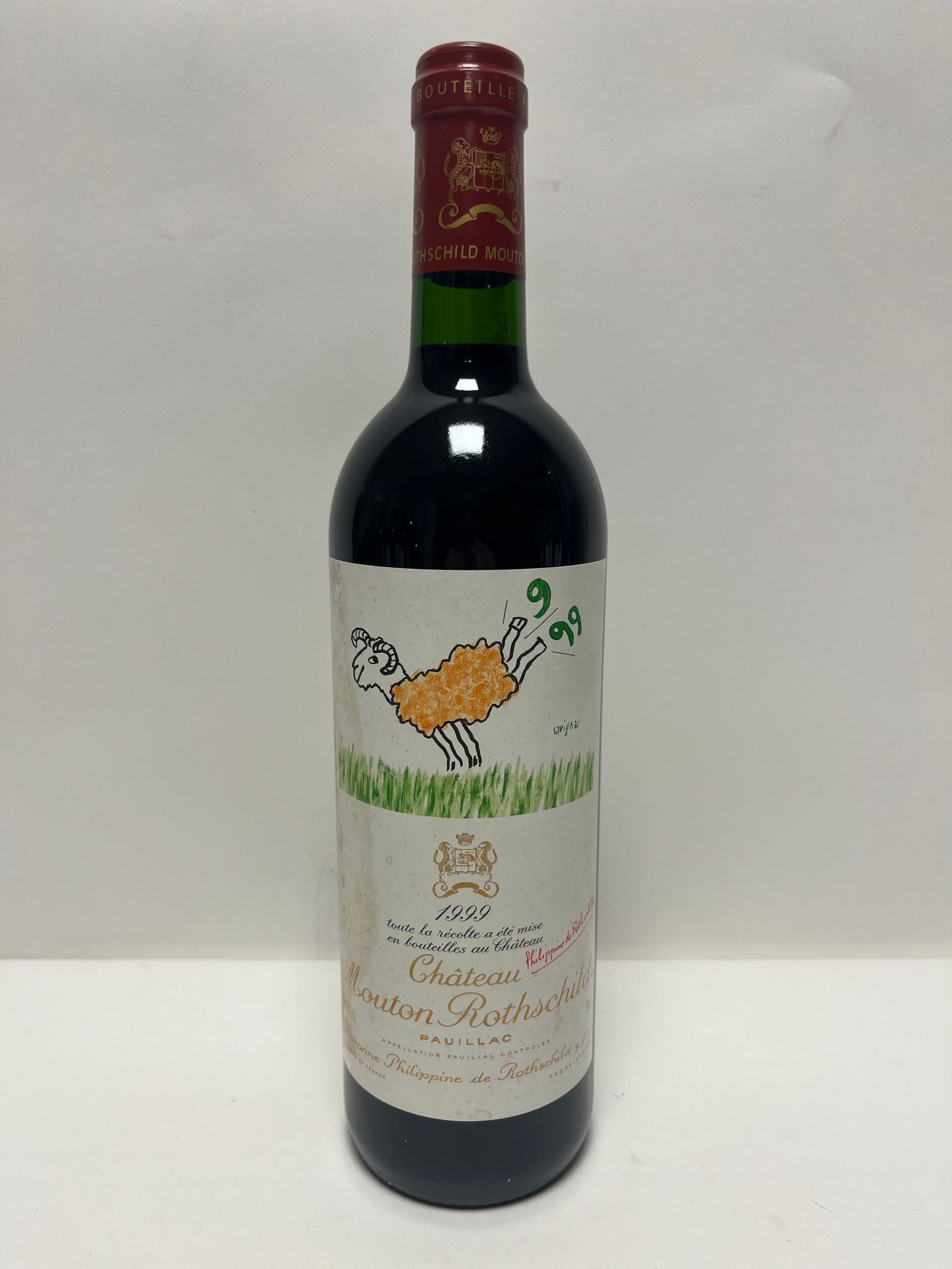 Null 1 bouteille Château Mouton Rothschild 1999 Pauillac, étiquette tachée, cont&hellip;