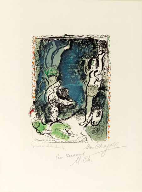 Marc Chagall MARC CHAGALL

La Pirouette bleue, 1966, lithographie, 36,5 x 26,5 c&hellip;