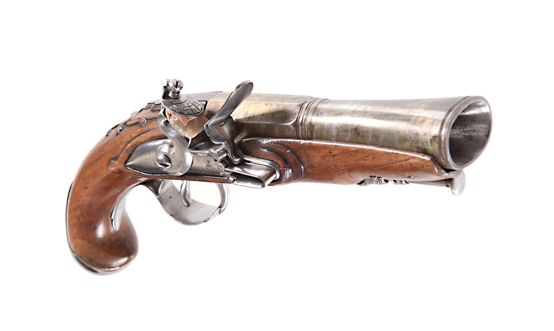 A Rare German Flintlock Pistol, circa 1730. Rara pistola alemana de pedernal, ha&hellip;