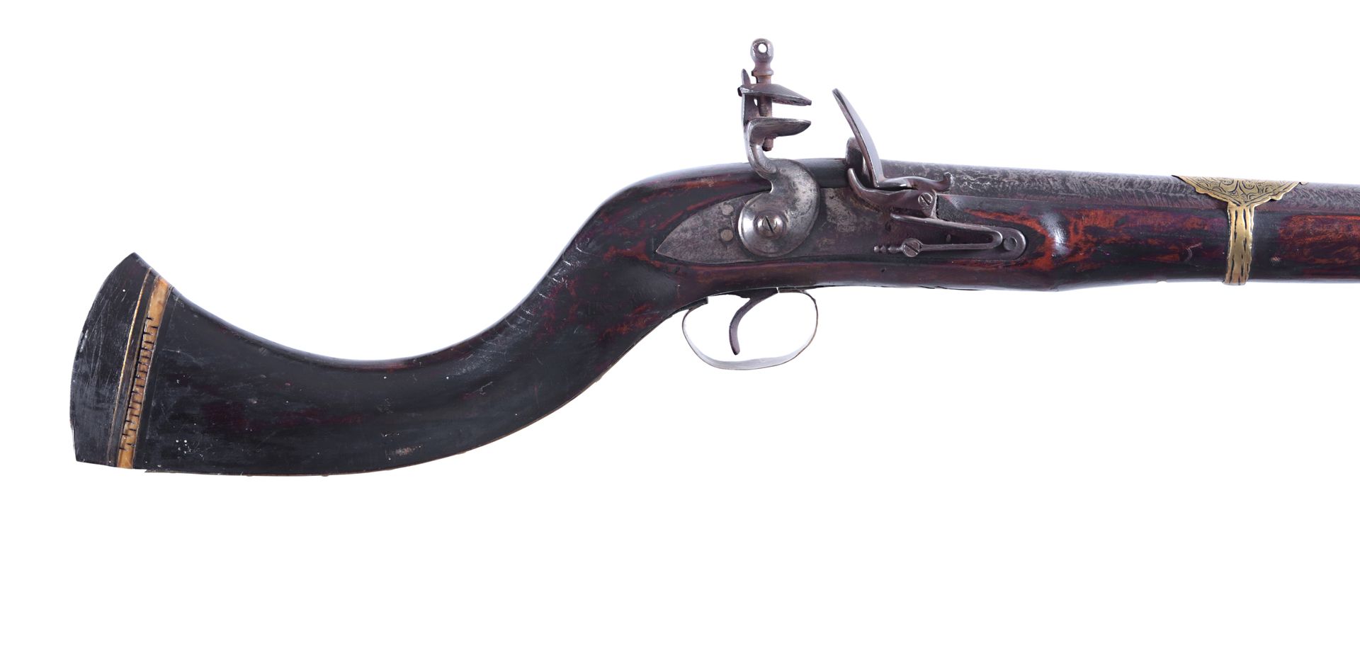 An Afghan Jezail flintlock Rifle, ca. 1850 Rifle afgano Jezail de pedernal, ca. &hellip;