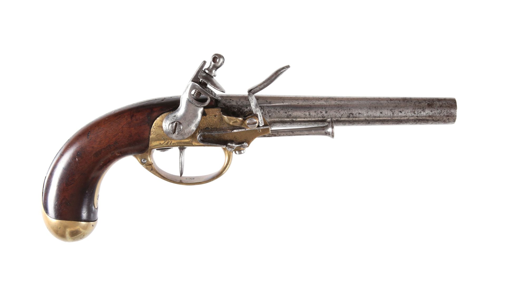 Rare French Cavalry Flintlock Pistol for Officers, M1777 by ‘Maubeuge’ 罕见的法国骑兵燧发&hellip;