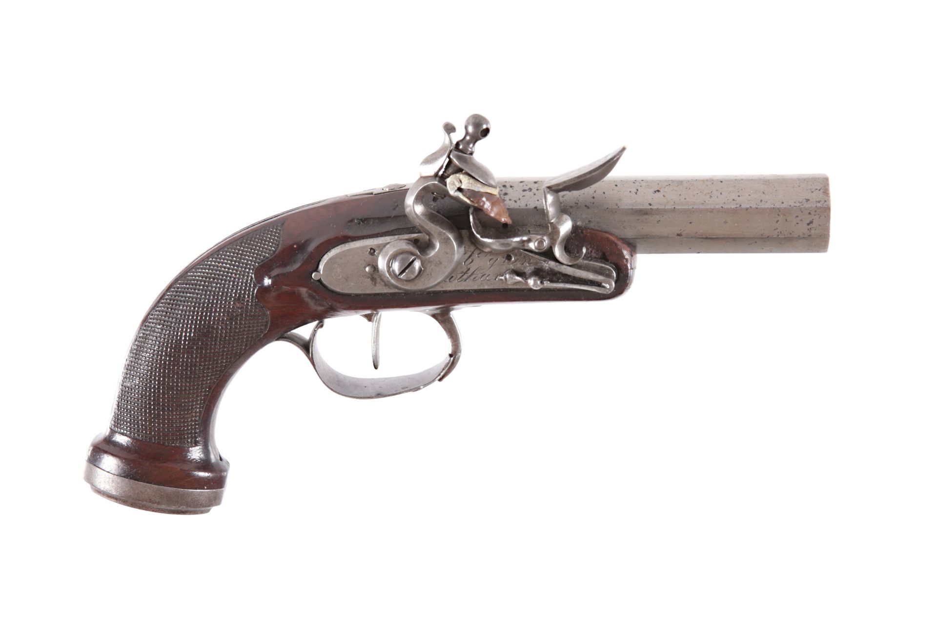 Short French Flintlock Pistol, ca. 1810. Pistola corta francesa de chispa, ca. 1&hellip;