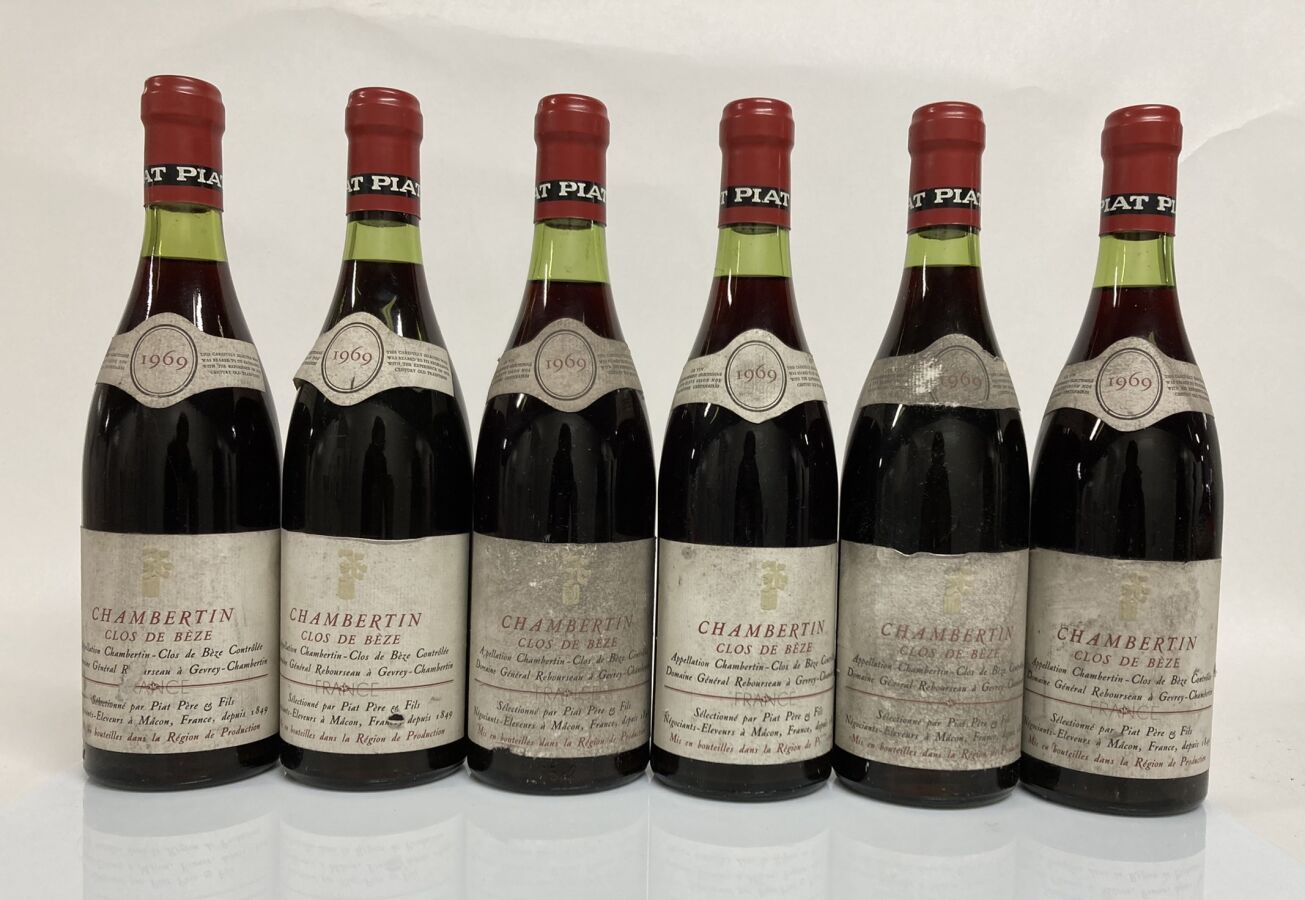 Null 6 Bottles CHAMBERTIN-CLOS DE BEZE (Grand Cru) 1969 Domaine Général Rebourse&hellip;