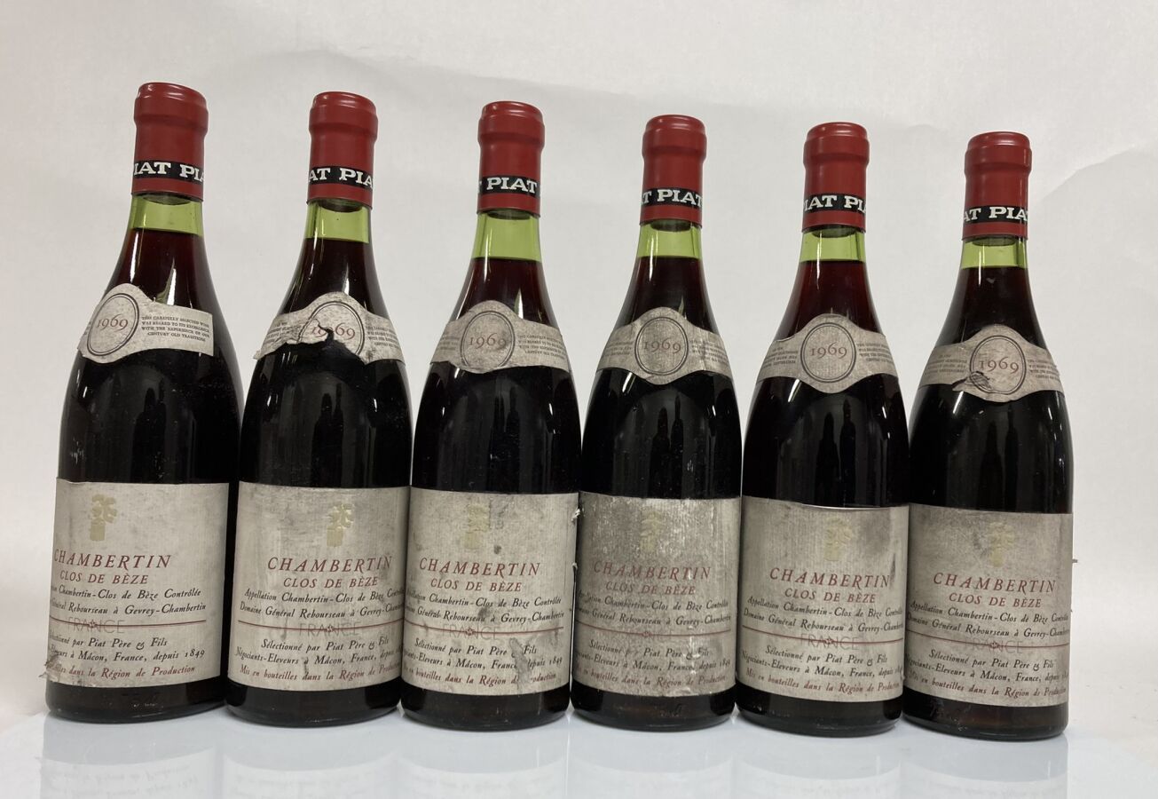 Null 6 Botellas CHAMBERTIN-CLOS DE BEZE (Grand Cru) 1969 Domaine Général Rebours&hellip;
