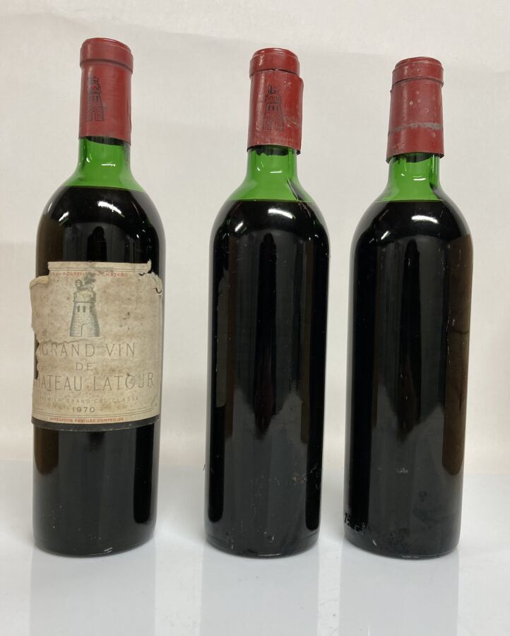 Null 3 Bouteilles CHÂTEAU LATOUR 1970 GCC1 Pauillac (2 M.E+ et 1 M.E; 1 e.T.H à &hellip;