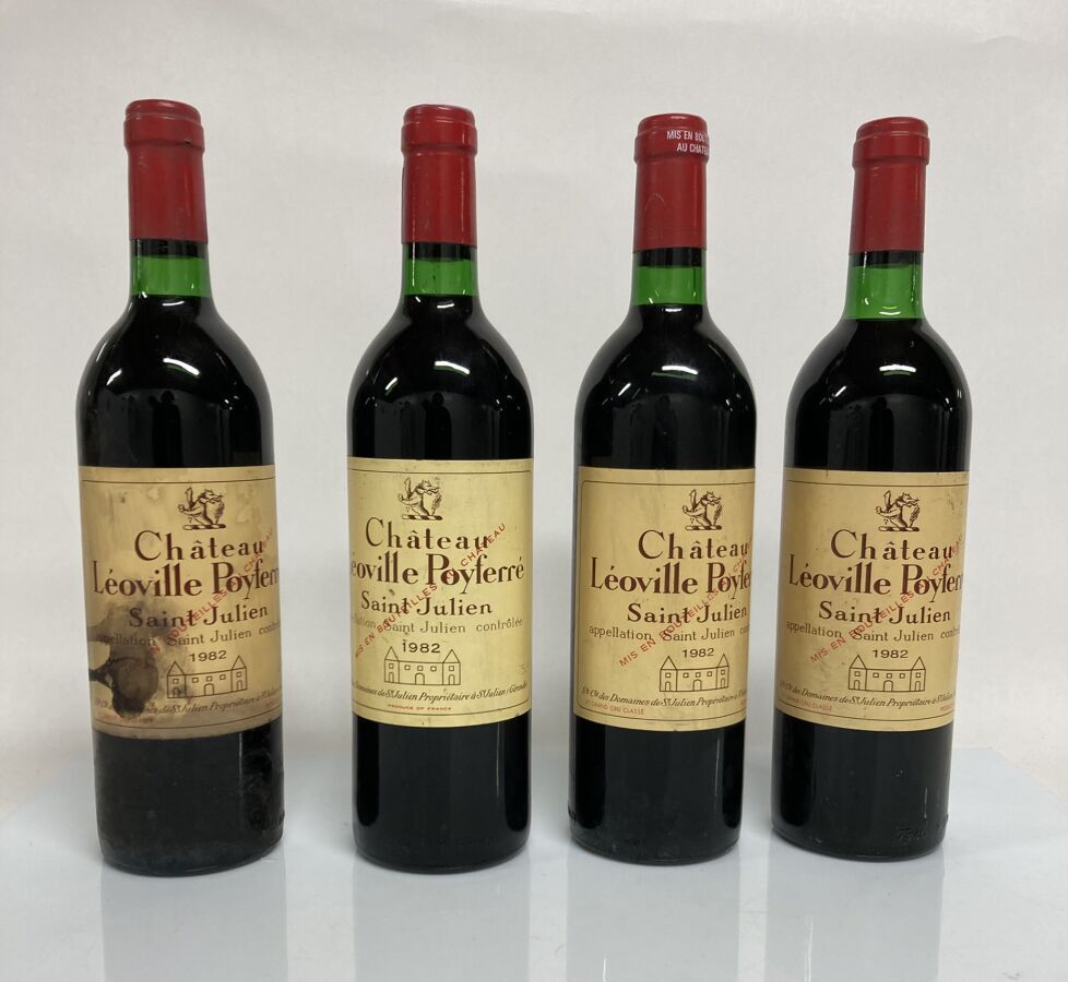 Null 4 Bouteilles CHÂTEAU LEOVILLE POYFERRE 1982 GCC2 Saint-Julien (3 B.G ou mie&hellip;