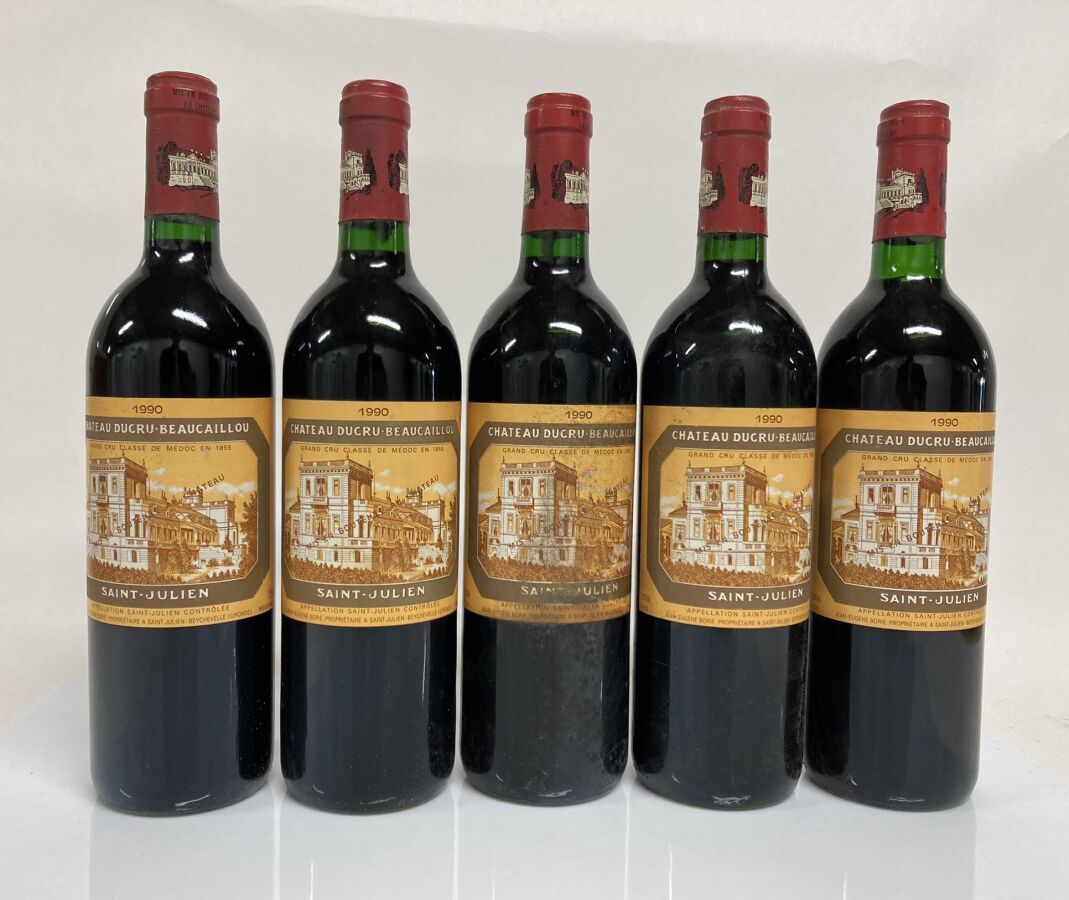 Null 5 bottiglie CHÂTEAU DUCRU-BEAUCAILLOU 1990 GCC2 Saint-Julien (1 B.G; 4 etic&hellip;