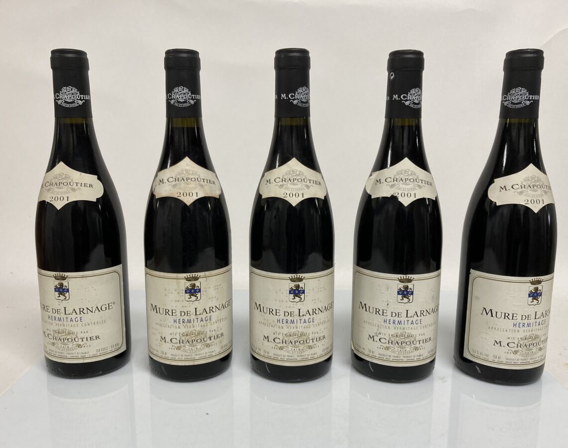 Null 5瓶HERMITAGE "MURE DE LARNAGE" 红葡萄酒 2001 Chapoutier (标签略有标记；1个clm.A)