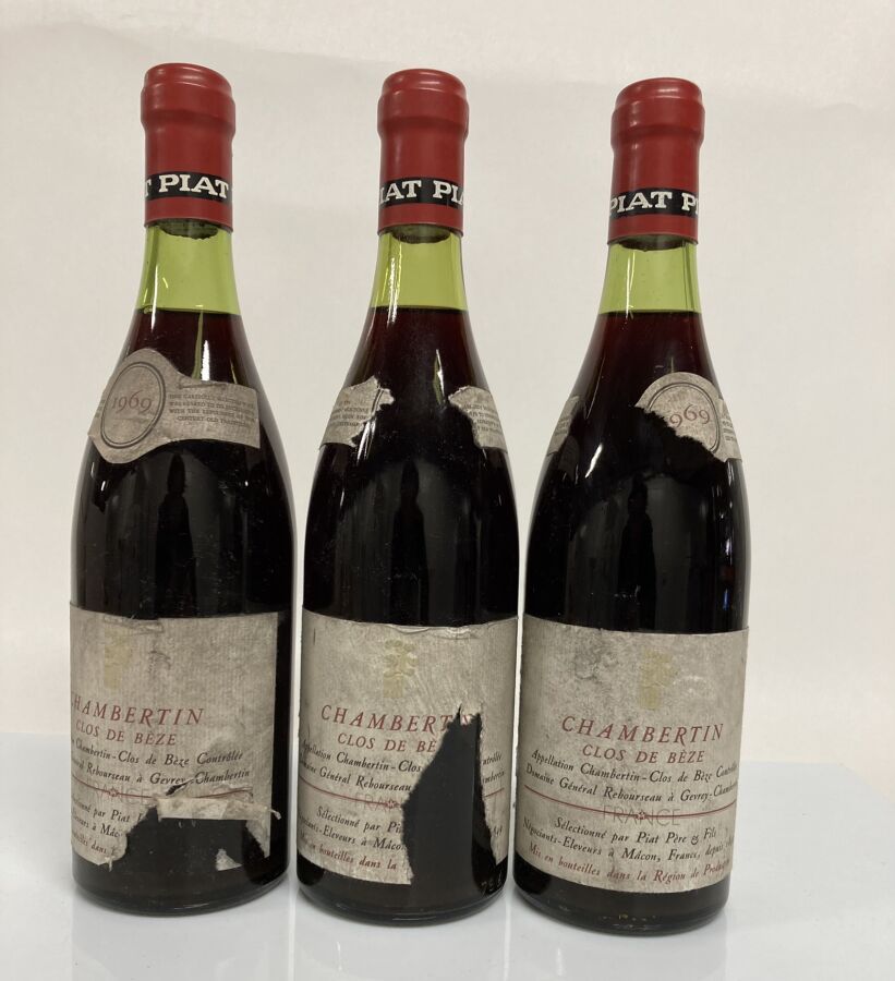 Null 3 Bottles CHAMBERTIN-CLOS DE BEZE (Grand Cru) 1969 Domaine Général Rebourse&hellip;