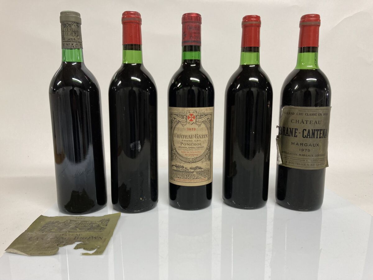 Null Set von 5 Flaschen : 3 Flaschen CHÂTEAU BRANE-CANTENAC 1979 (2 B.G. Oder be&hellip;