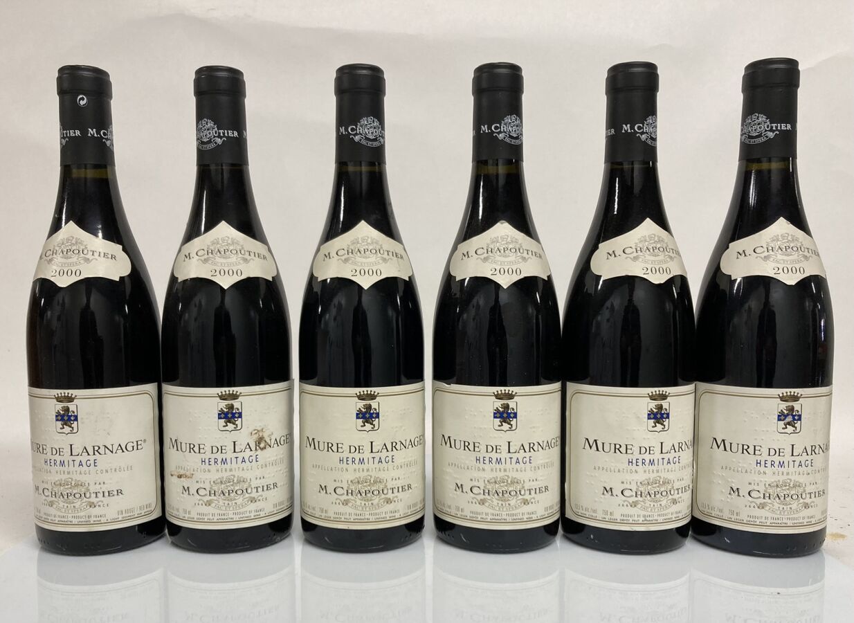 Null 6瓶HERMITAGE "MURE DE LARNAGE" 红葡萄酒 2000 Chapoutier (5个有轻微标记的标签和1个e.L.S)