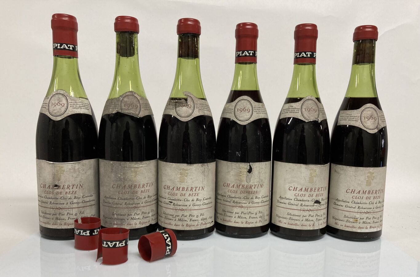 Null 6 Bouteilles CHAMBERTIN-CLOS DE BEZE (Grand Cru) 1969 Domaine Général Rebou&hellip;