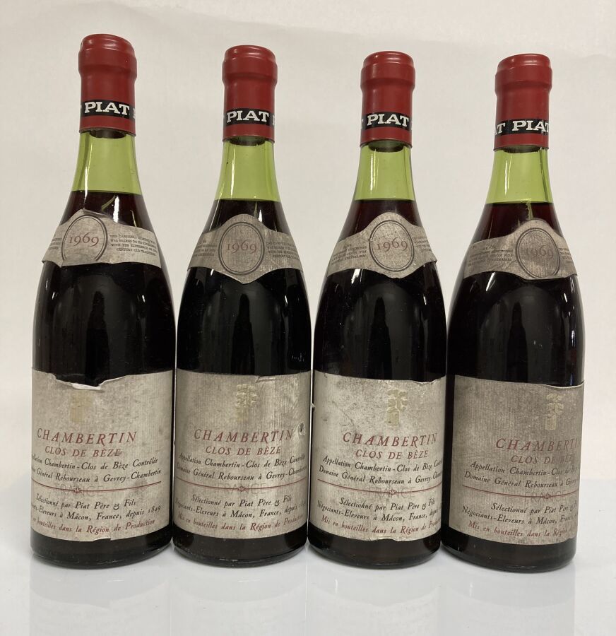 Null 4 Bottles CHAMBERTIN-CLOS DE BEZE (Grand Cru) 1969 Domaine Général Rebourse&hellip;