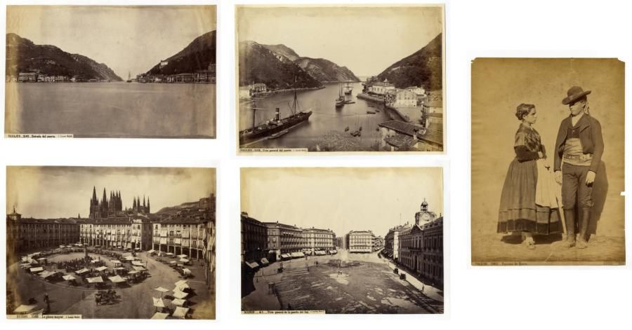 Jean LAURENT (1816-1886) Cinq épreuves Espagne: port de Pasajes (2), Madrid, Bur&hellip;
