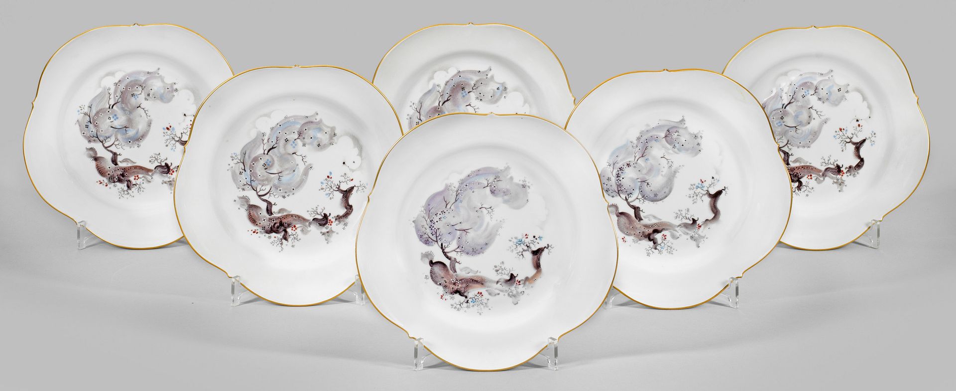 Null Six dinner plates with "Almond tree" decoration in the "Large cut-out" shap&hellip;