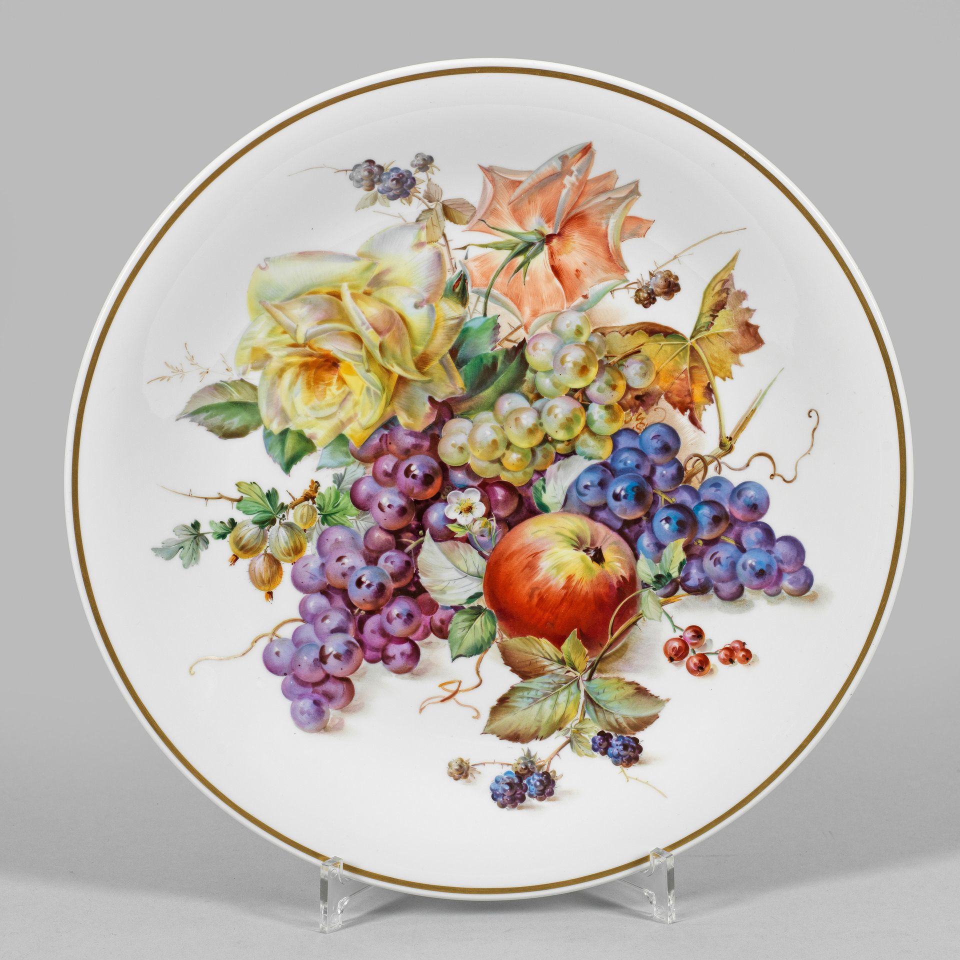 Null Grande assiette murale Meissen à décor de fleurs et de fruits dans le style&hellip;