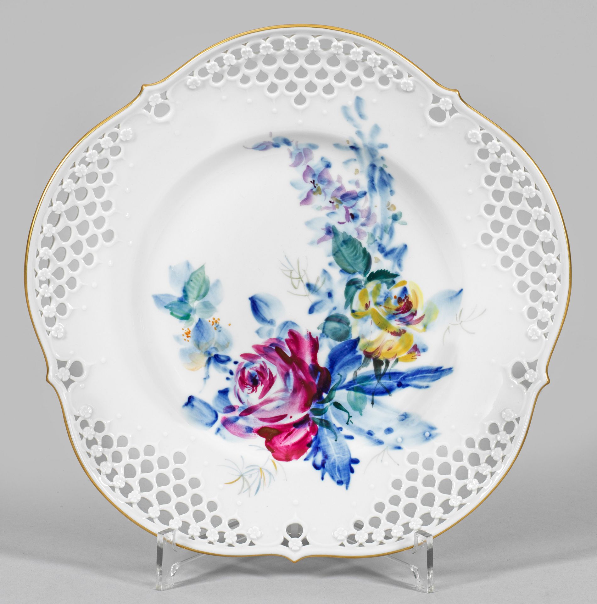 Null Offering plate with "Blue and colorful flower" decoration, "large cut-out" &hellip;